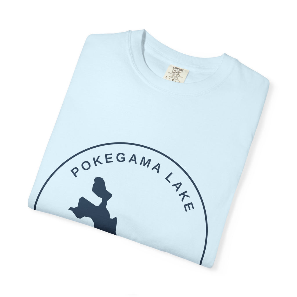Pokegama Lake Minnesota T-Shirt — Lake Map Circle Graphic (Dark Logo, for Light Colors)