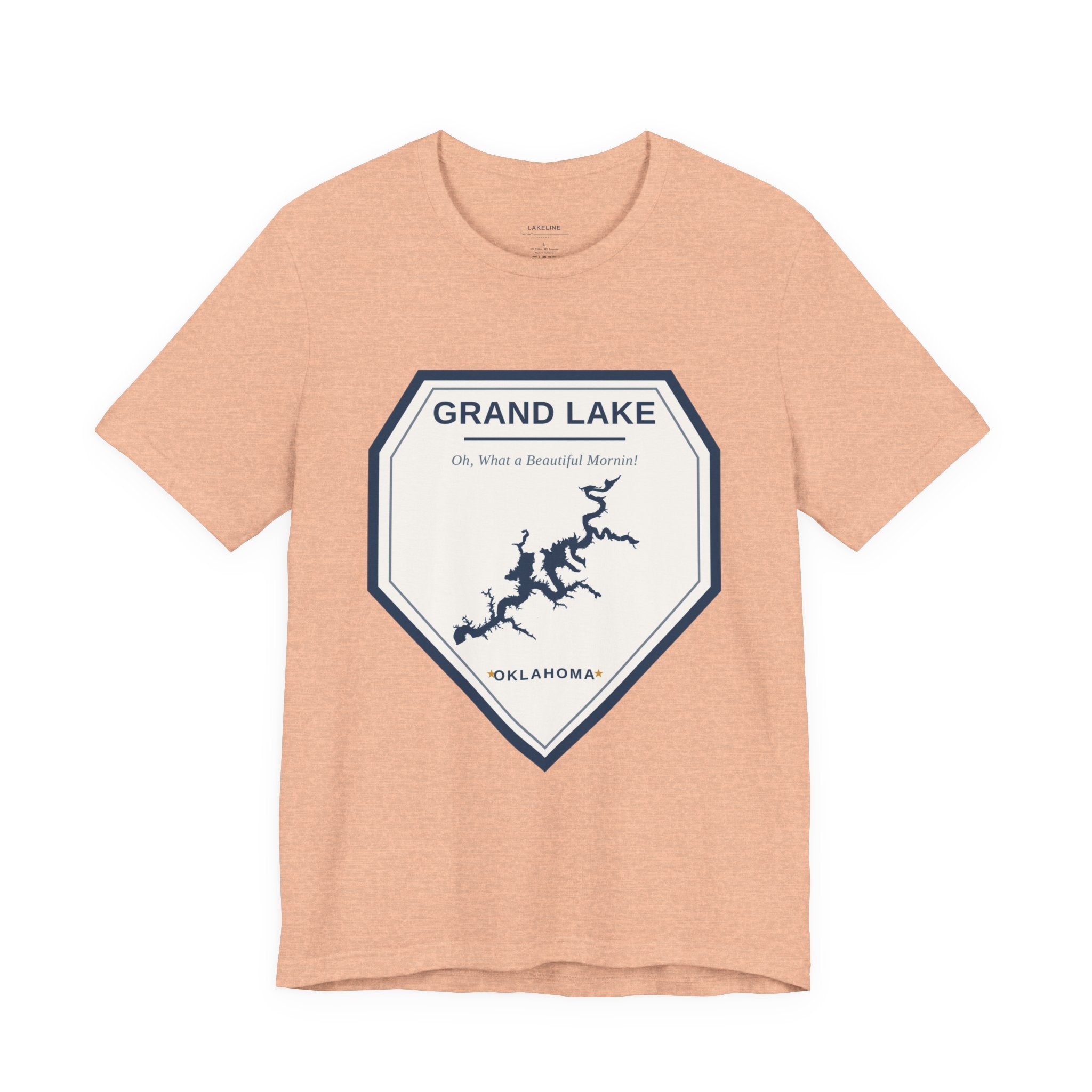 Grand Lake Oklahoma Tee — “Oh, What a Beautiful Morning!” Lake Map T-Shirt