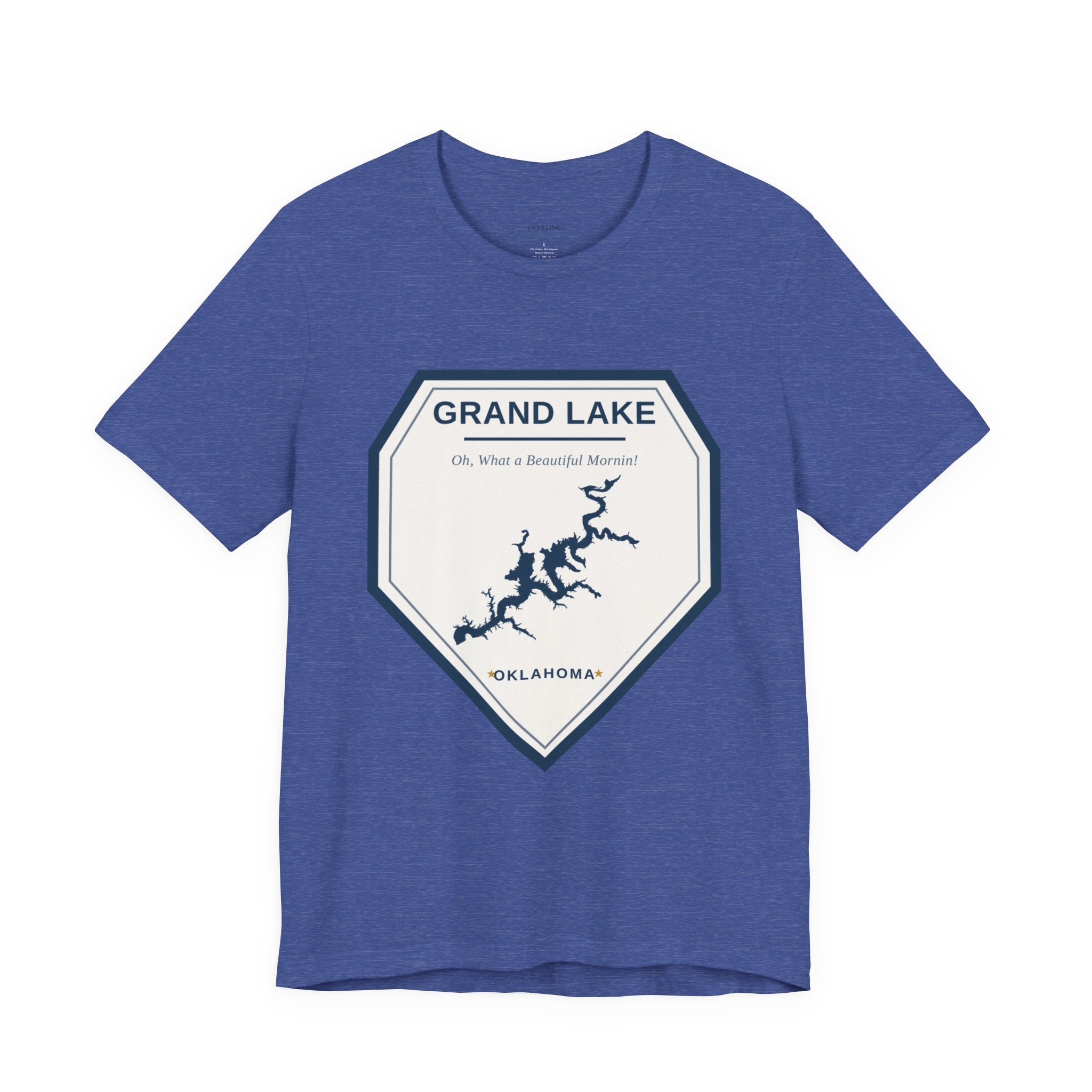Grand Lake Oklahoma Tee — “Oh, What a Beautiful Morning!” Lake Map T-Shirt