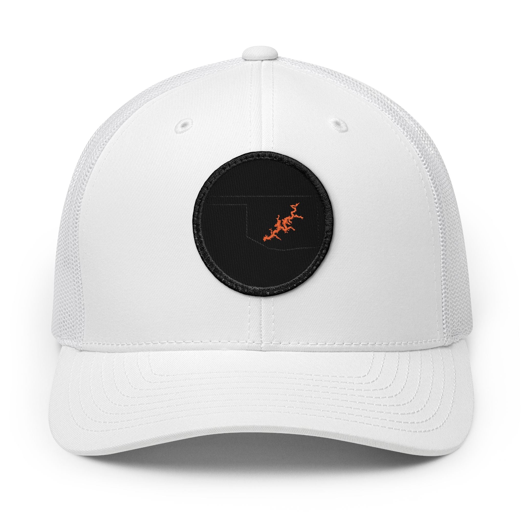 Grand Lake Embroidered Patch Trucker Cap - Orange and White