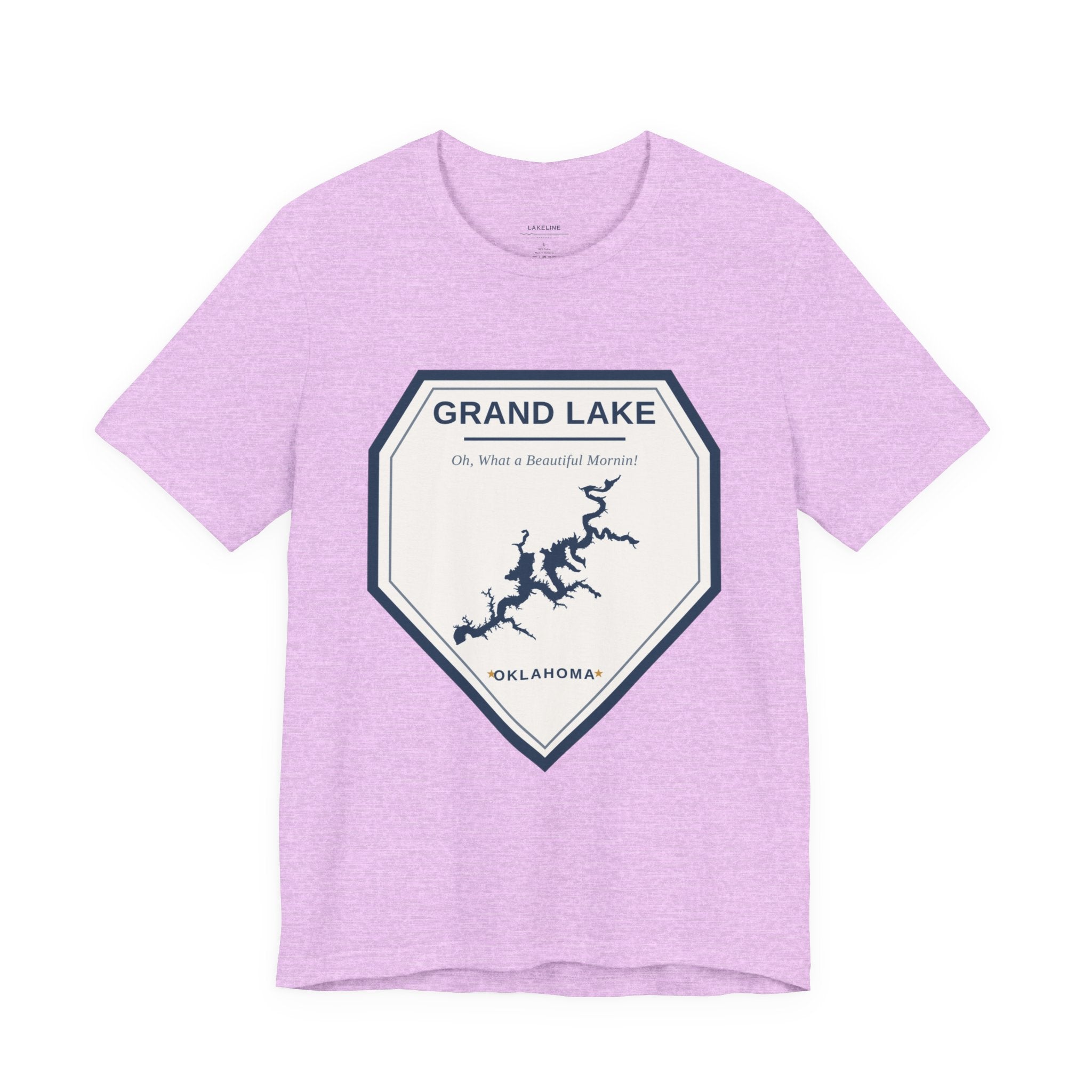 Grand Lake Oklahoma Tee — “Oh, What a Beautiful Morning!” Lake Map T-Shirt