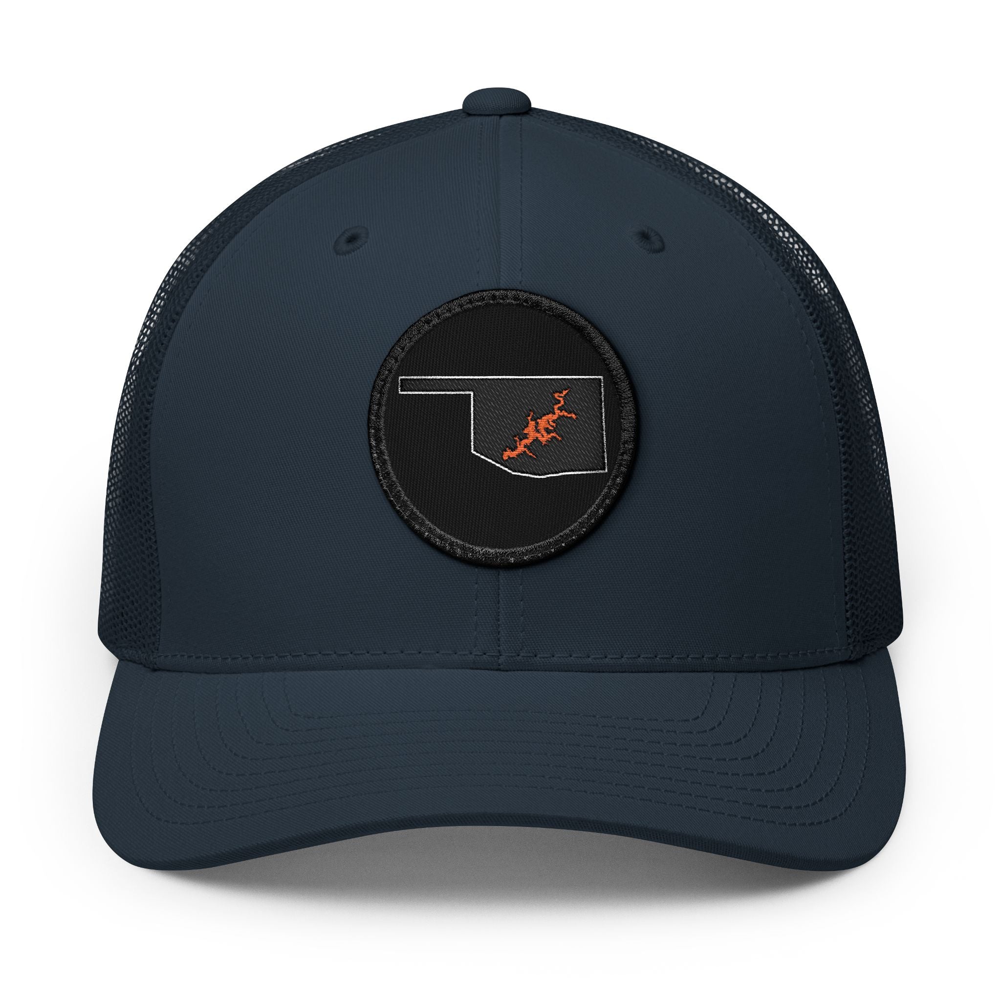 Grand Lake Embroidered Patch Trucker Cap - Orange and Black
