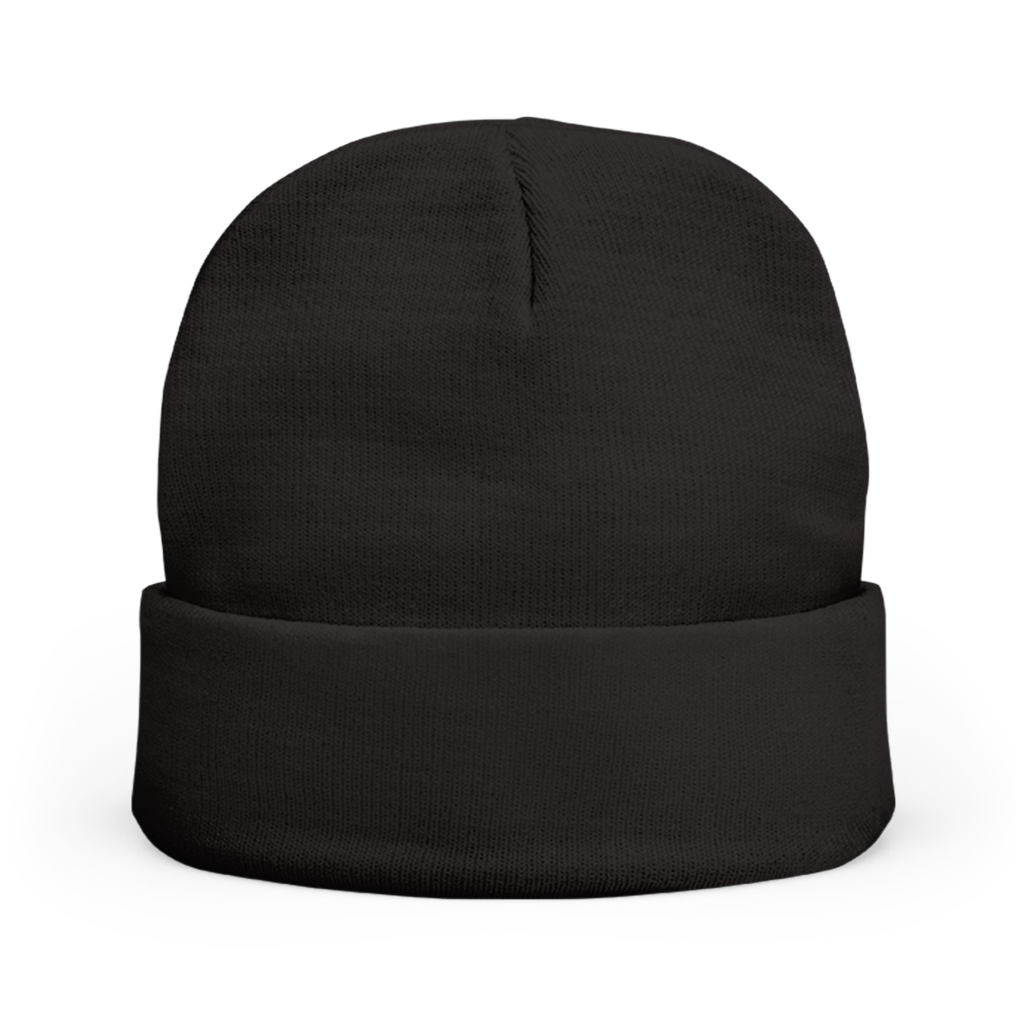 Pokegama Lake - Embroidered Runner Logo Knit Beanie (Light Logo, for Dark Colors) — Lightweight Winter Hat for Runners & Outdoor Fitness