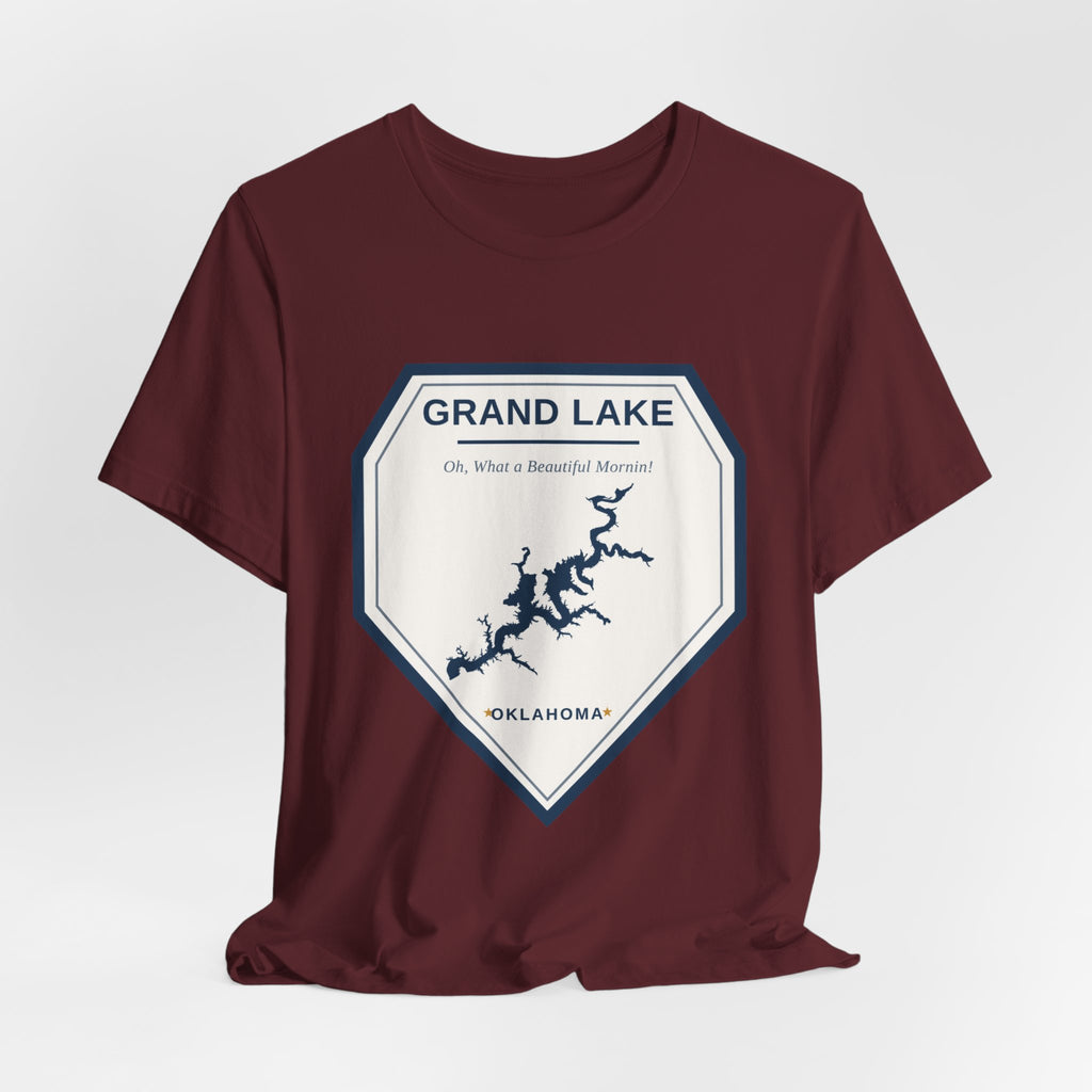 Grand Lake Oklahoma Tee — “Oh, What a Beautiful Morning!” Lake Map T-Shirt
