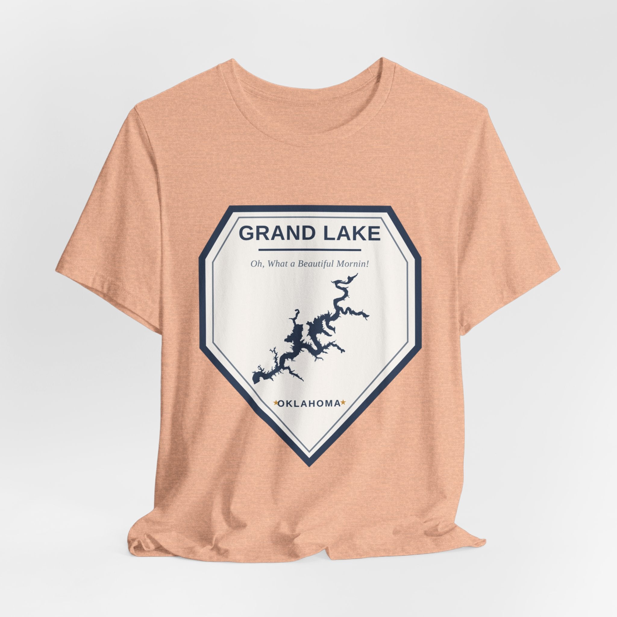 Grand Lake Oklahoma Tee — “Oh, What a Beautiful Morning!” Lake Map T-Shirt