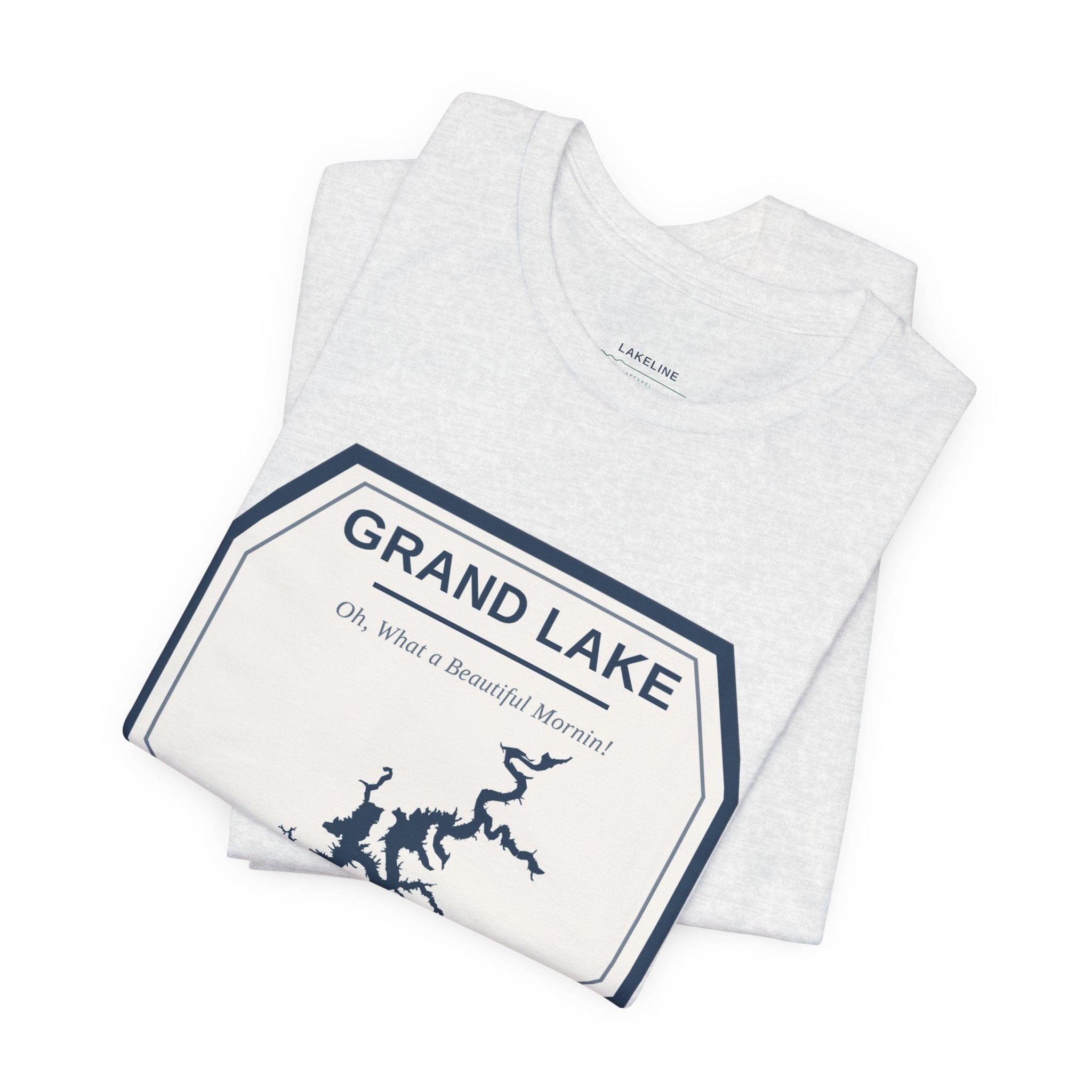 Grand Lake Oklahoma Tee — “Oh, What a Beautiful Morning!” Lake Map T-Shirt