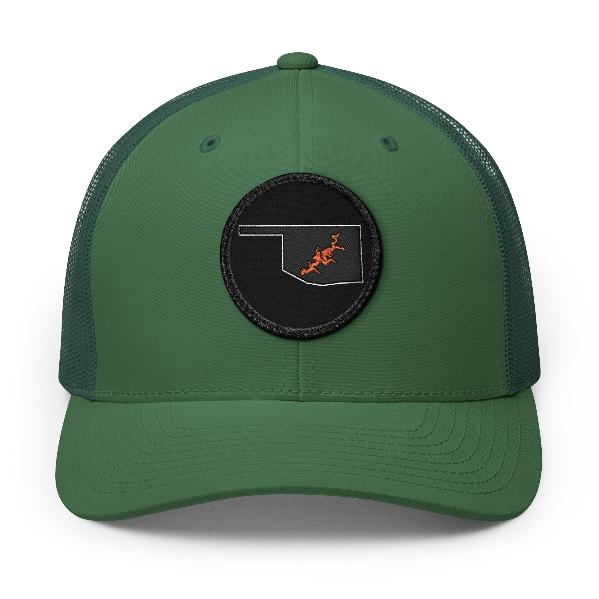 Grand Lake Embroidered Patch Trucker Cap - Orange and Black