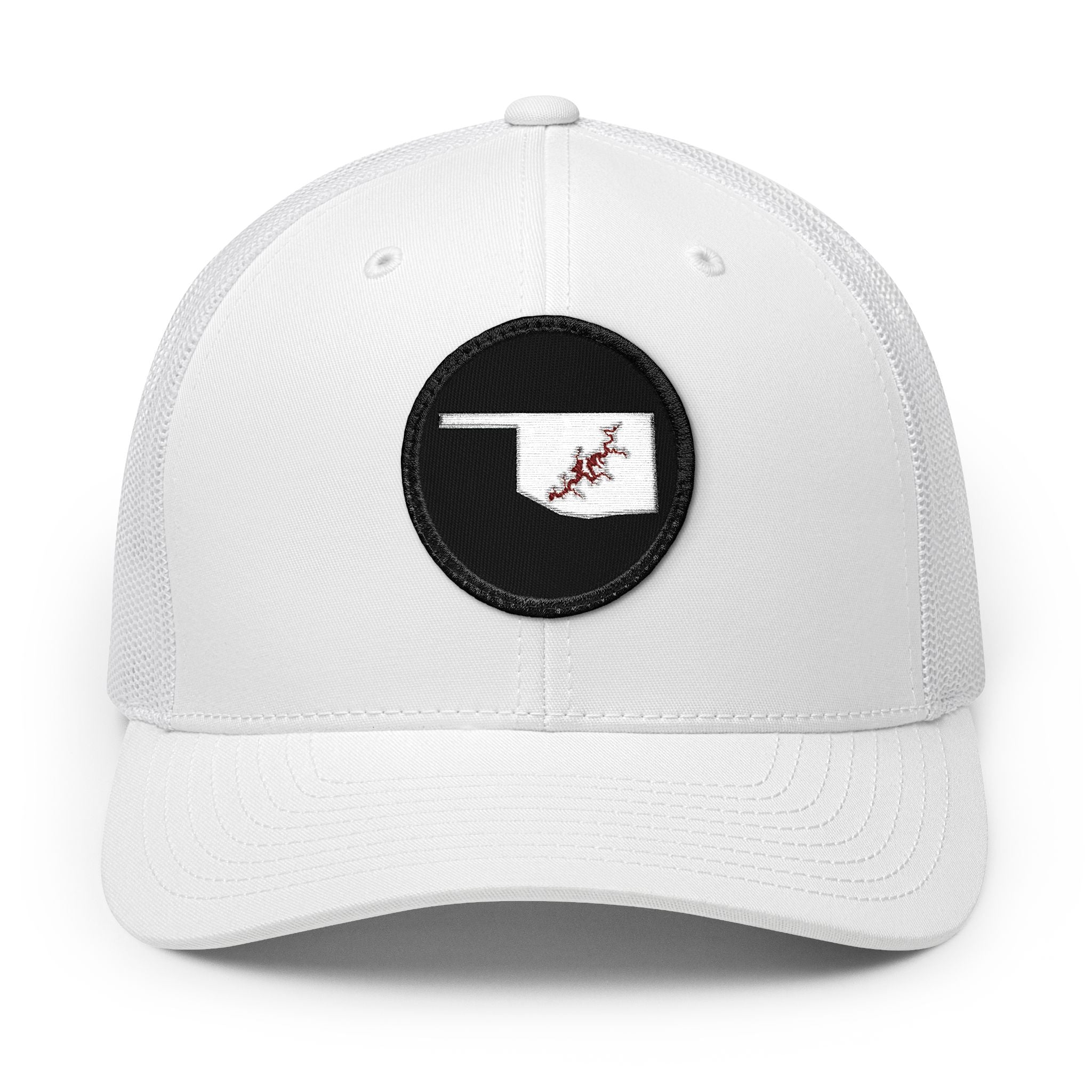 Grand Lake Embroidered Patch Trucker Cap - Crimson