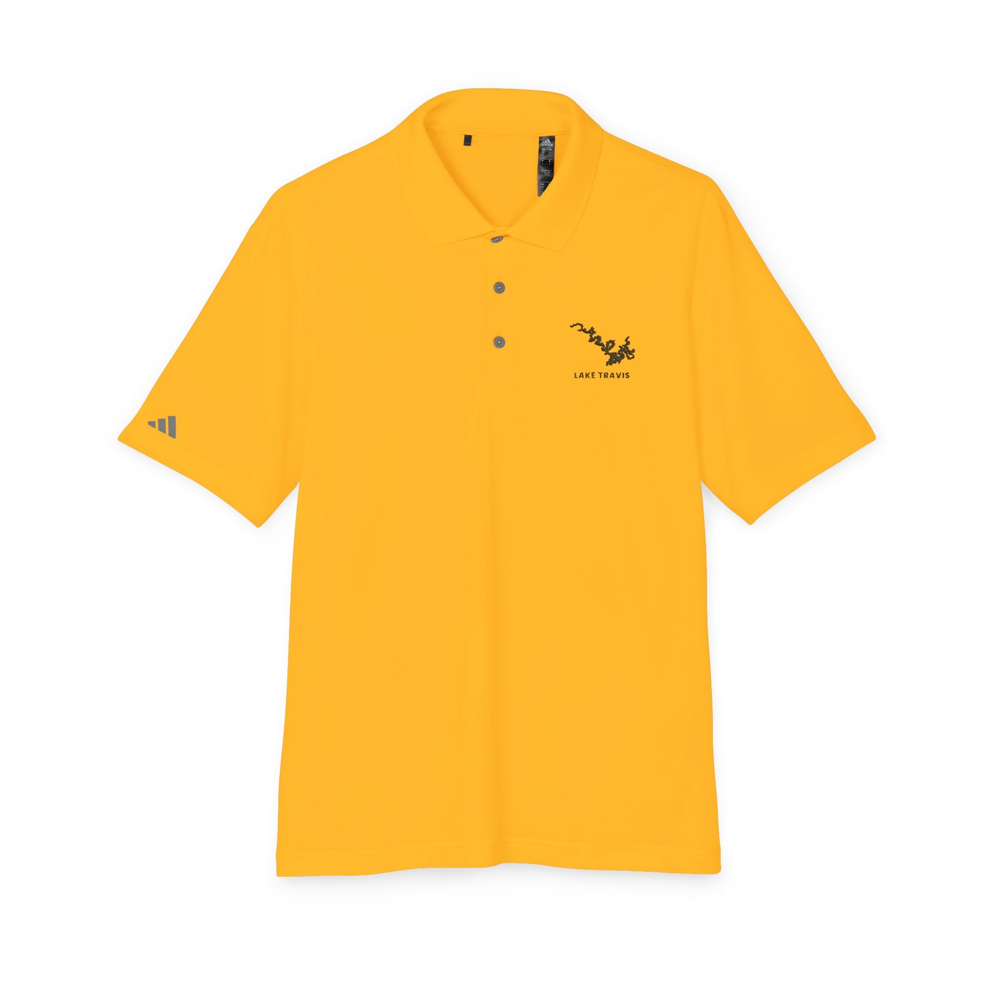 Lake Travis - White Performance Polo — Minimalist Botanical Chest Logo