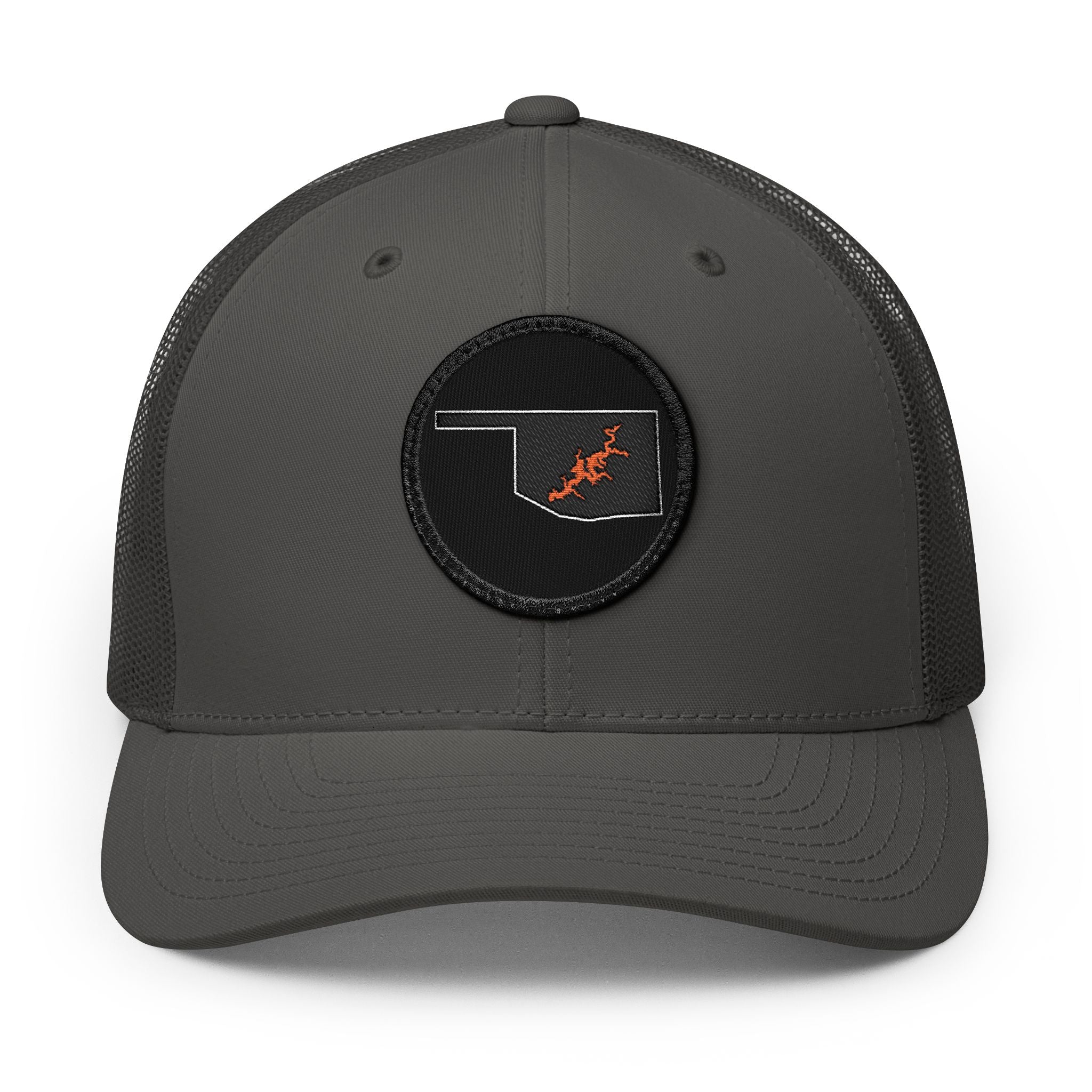 Grand Lake Embroidered Patch Trucker Cap - Orange and Black