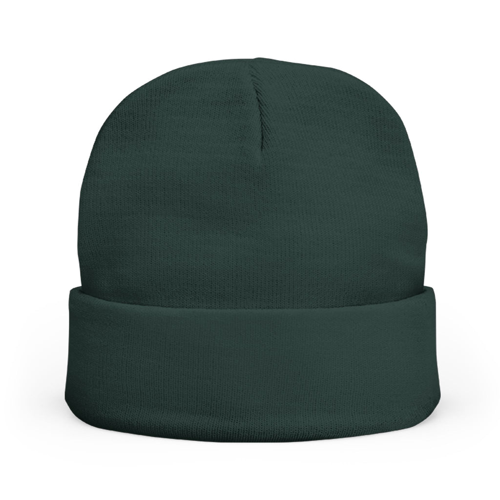Pokegama Lake - Embroidered Runner Logo Knit Beanie (Light Logo, for Dark Colors) — Lightweight Winter Hat for Runners & Outdoor Fitness