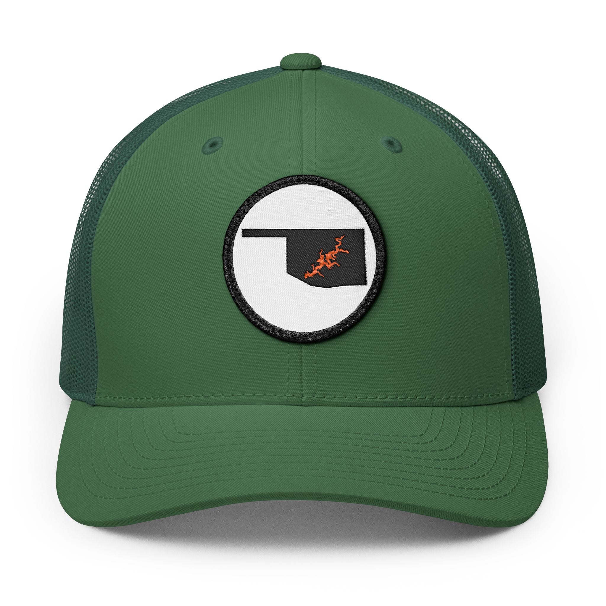 Grand Lake Embroidered Patch Trucker Cap - Orange and Black