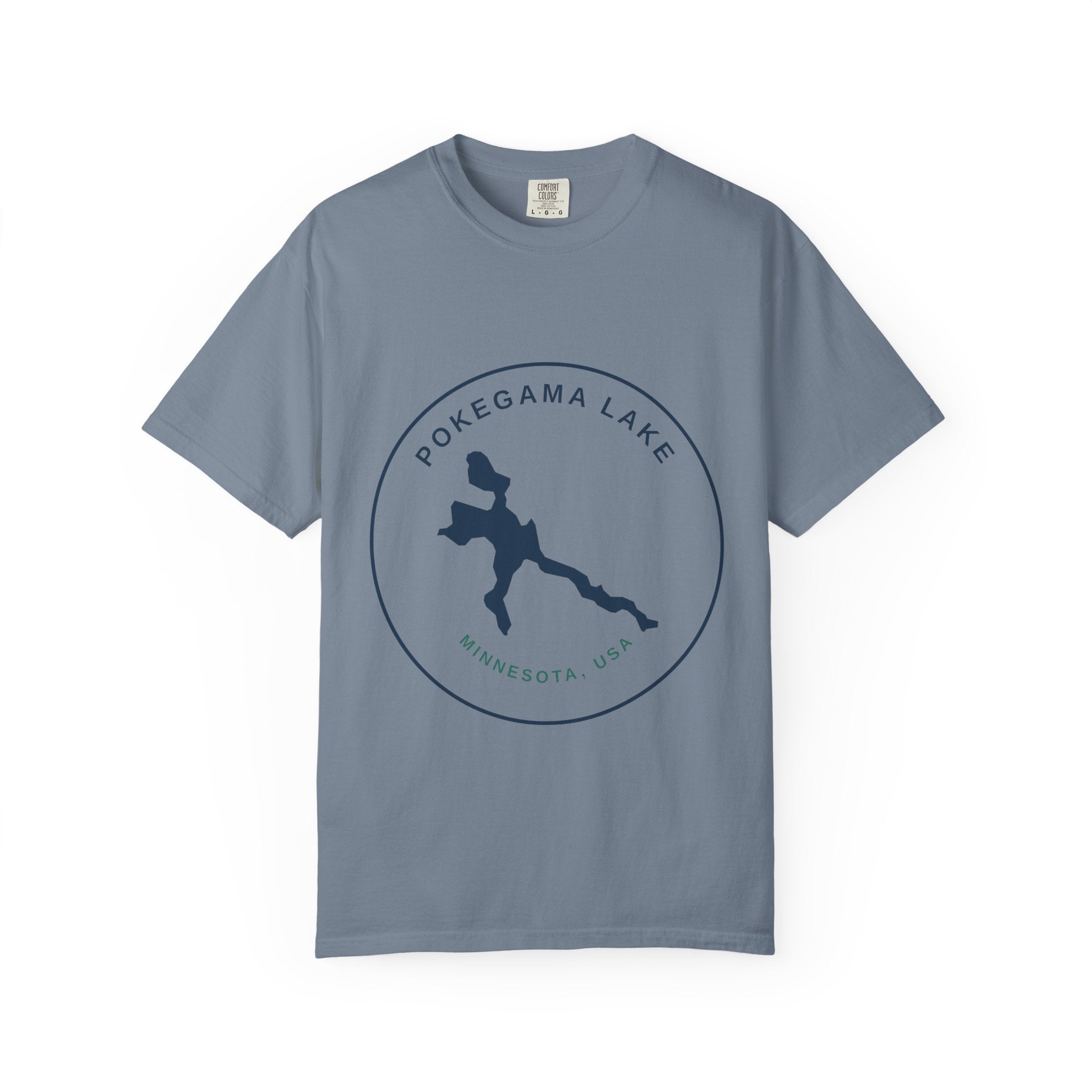 Pokegama Lake Minnesota T-Shirt — Lake Map Circle Graphic (Dark Logo, for Light Colors)
