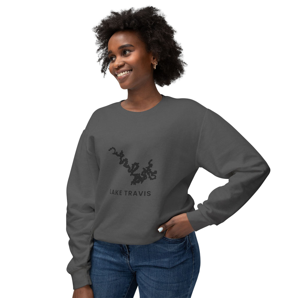Lake Travis Crewneck Sweatshirt — Minimal Map Design