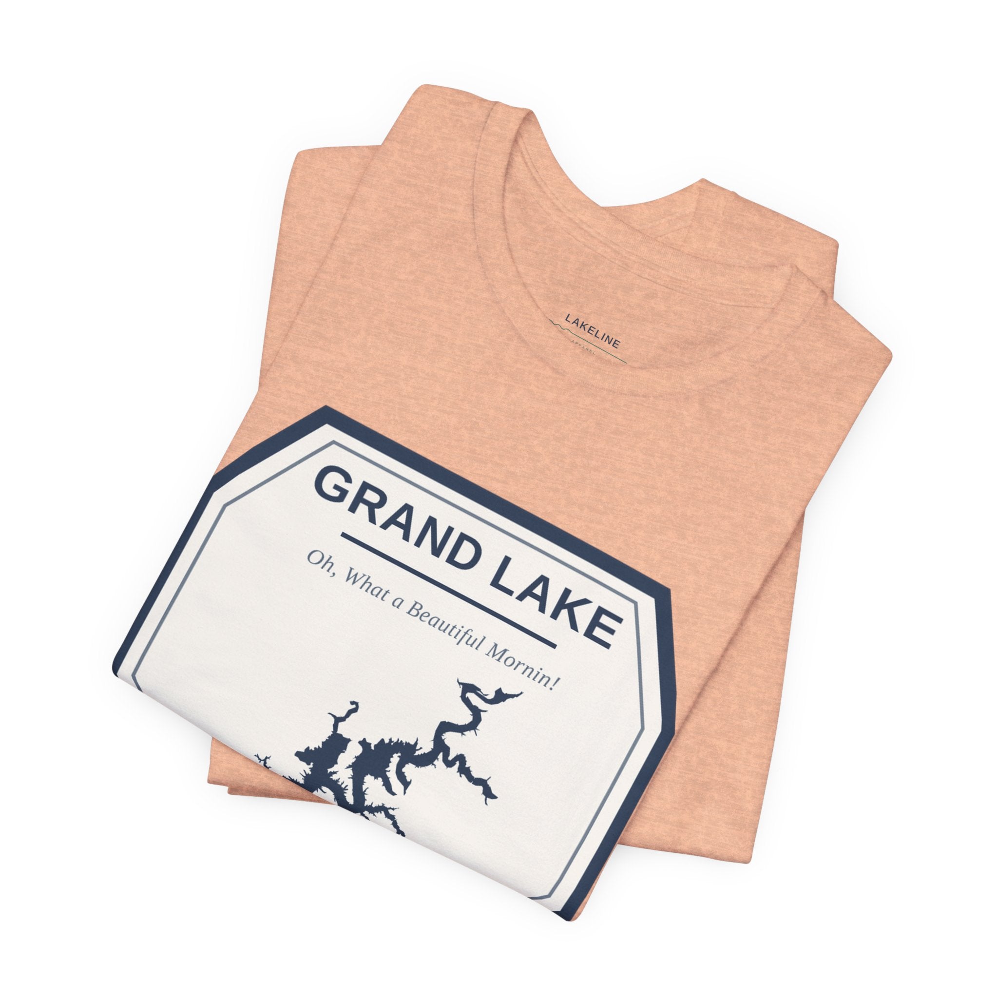 Grand Lake Oklahoma Tee — “Oh, What a Beautiful Morning!” Lake Map T-Shirt