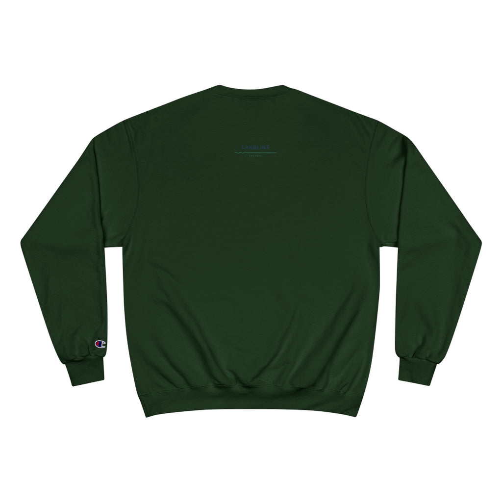 Lake Travis Crewneck Sweatshirt — Retro Pontoon Boat Design (Devil's Cove, Texas)