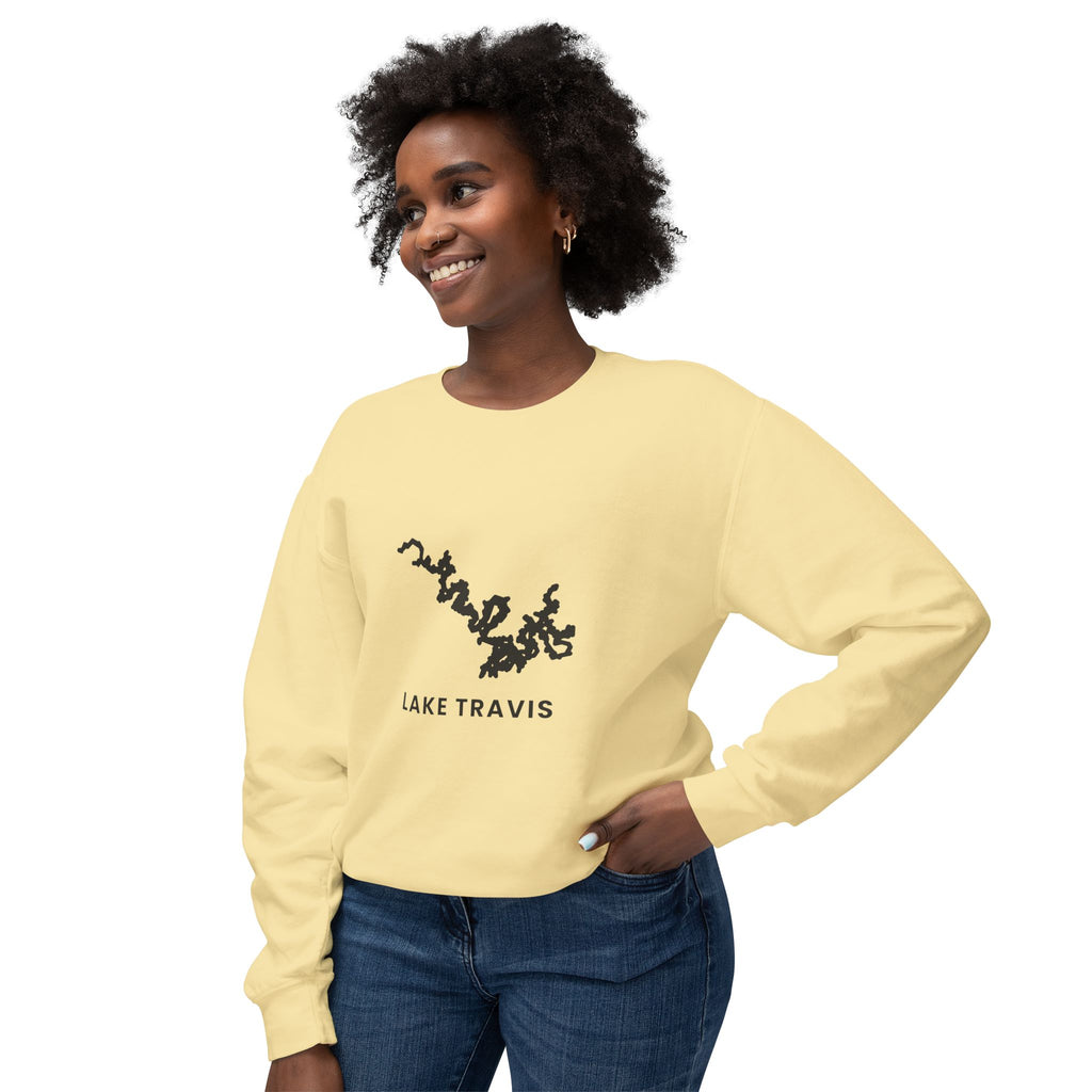 Lake Travis Crewneck Sweatshirt — Minimal Map Design