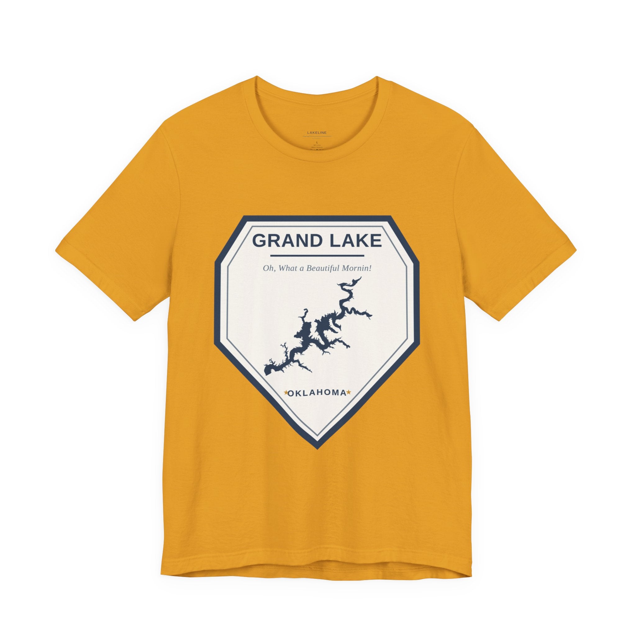Grand Lake Oklahoma Tee — “Oh, What a Beautiful Morning!” Lake Map T-Shirt