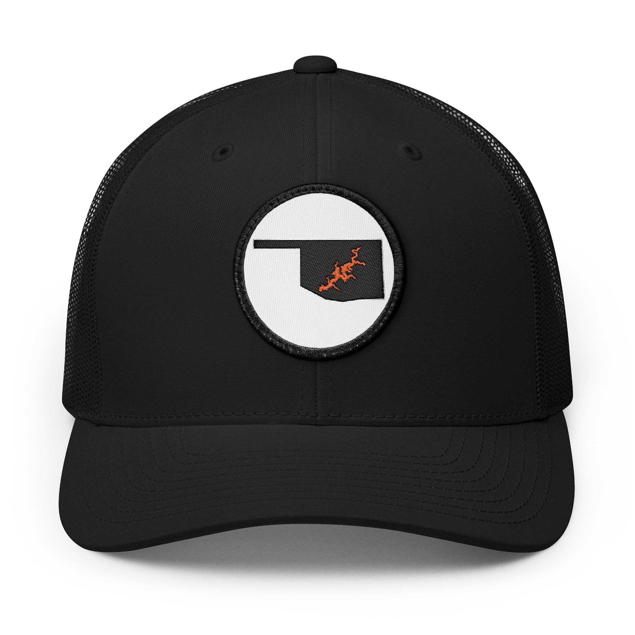 Grand Lake Embroidered Patch Trucker Cap - Orange and Black