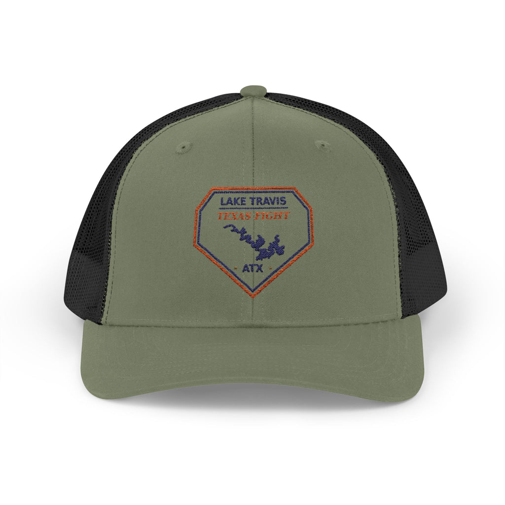 Lake Travis Texas Fight ATX Embroidered Trucker Cap