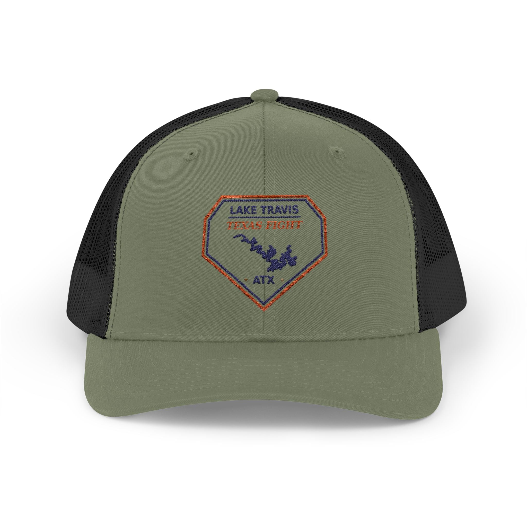 Lake Travis Texas Fight ATX Embroidered Trucker Cap