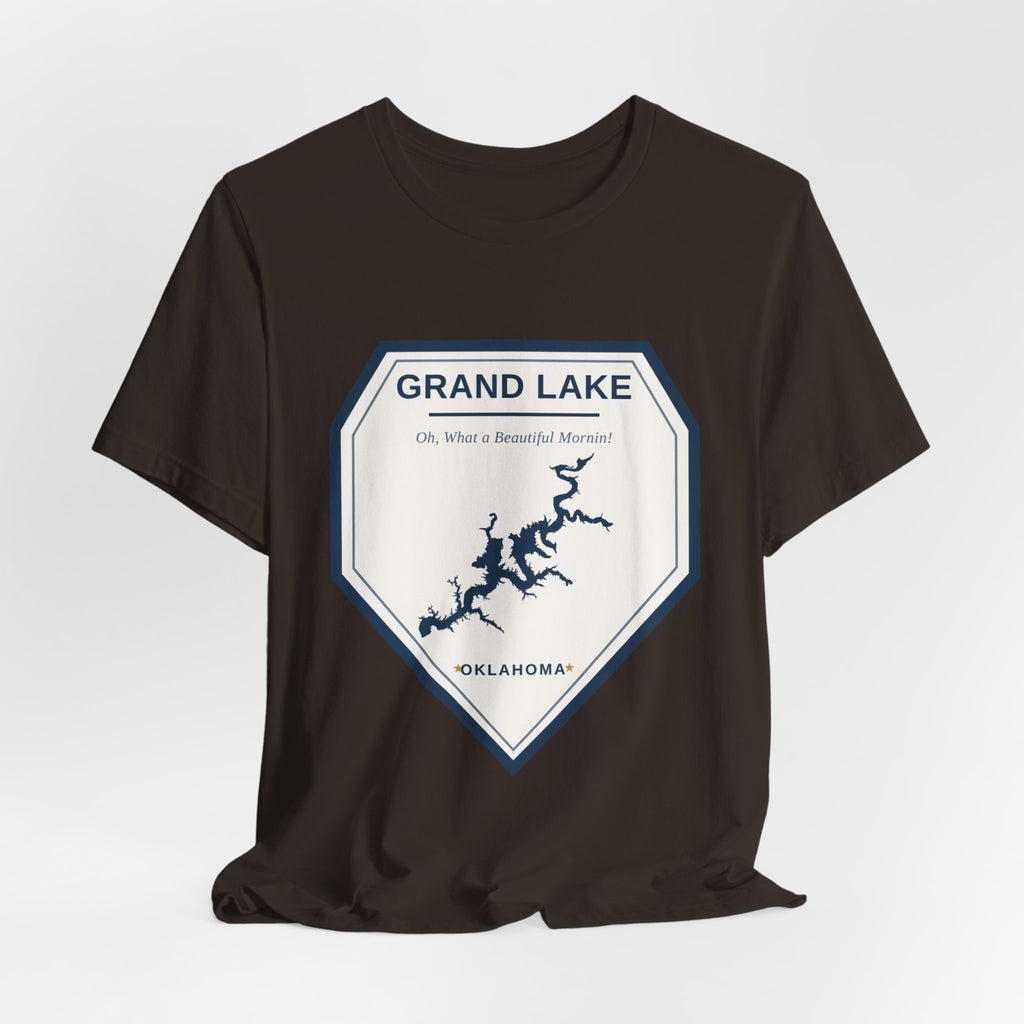 Grand Lake Oklahoma Tee — “Oh, What a Beautiful Morning!” Lake Map T-Shirt