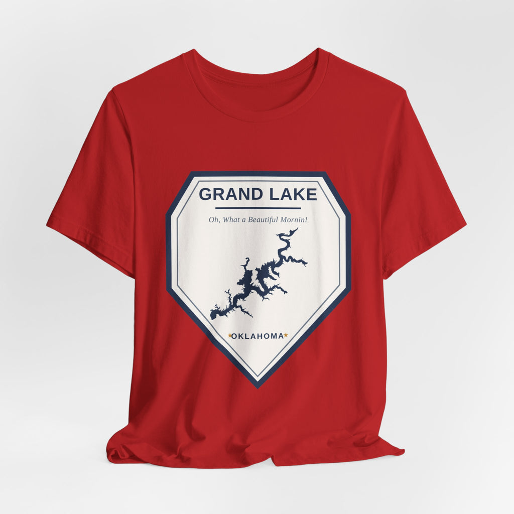 Grand Lake Oklahoma Tee — “Oh, What a Beautiful Morning!” Lake Map T-Shirt