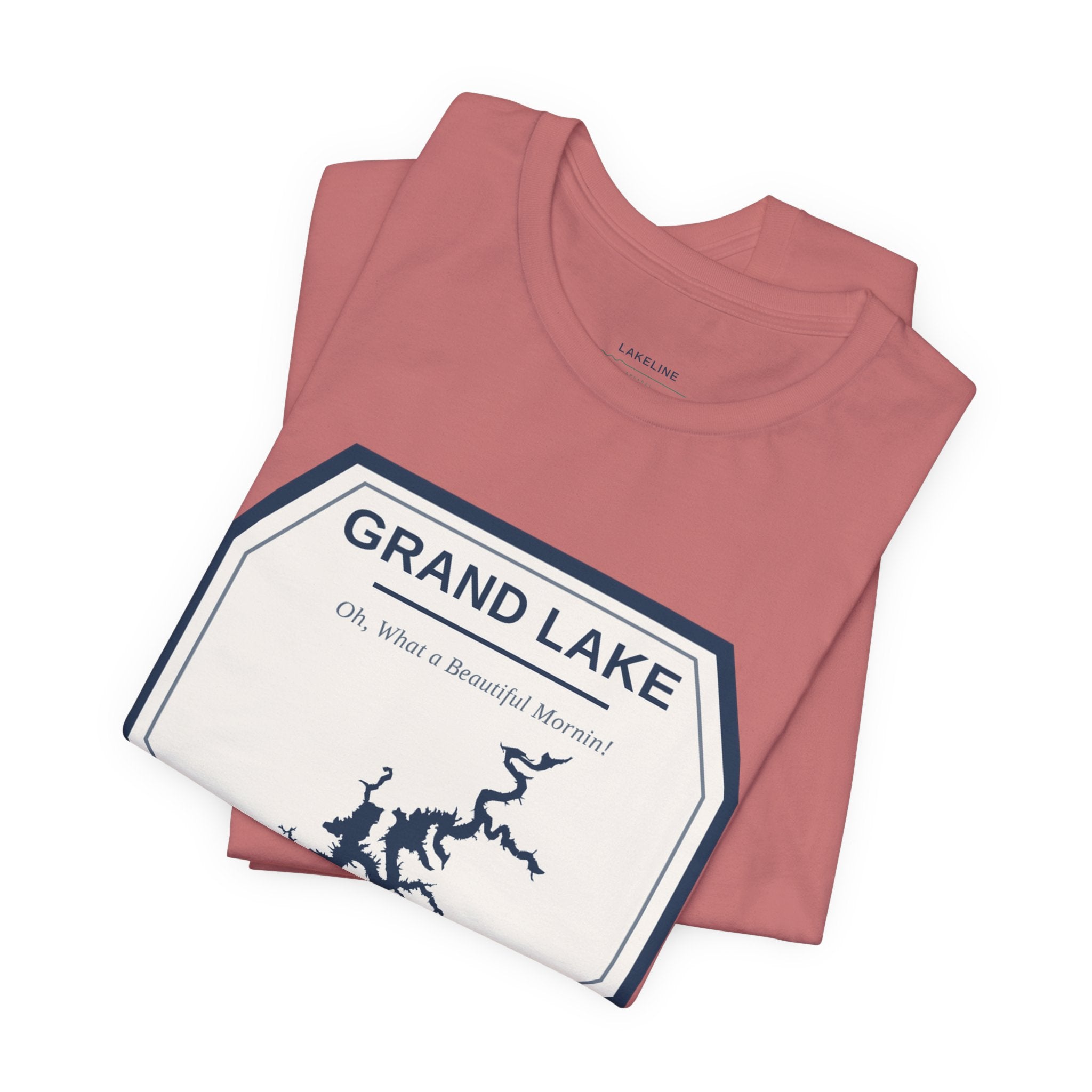 Grand Lake Oklahoma Tee — “Oh, What a Beautiful Morning!” Lake Map T-Shirt