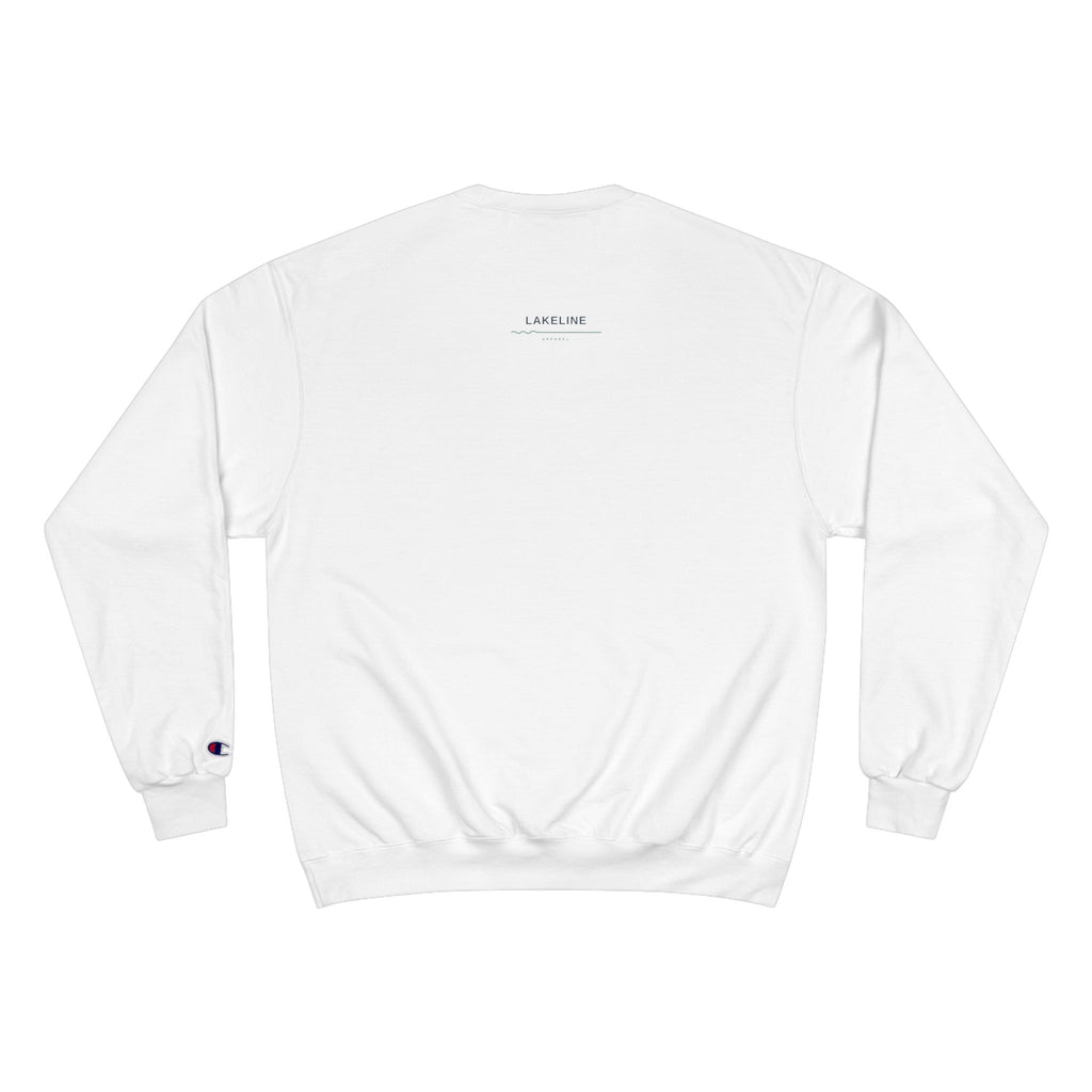 Lake Travis Crewneck Sweatshirt — Retro Pontoon Boat Design (Devil's Cove, Texas)