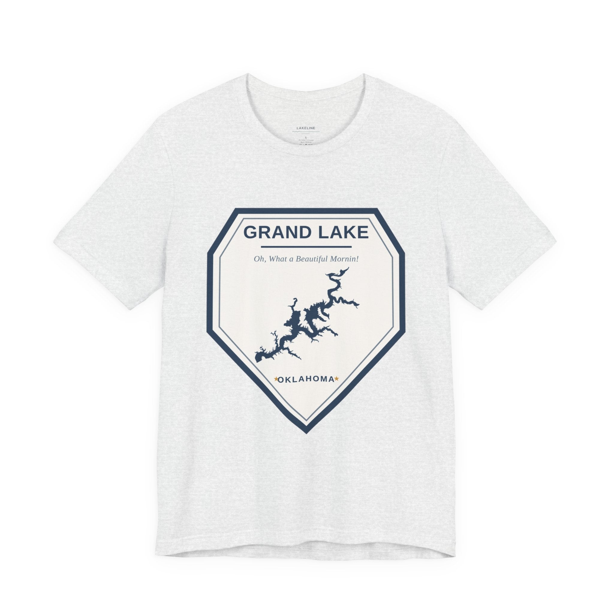 Grand Lake Oklahoma Tee — “Oh, What a Beautiful Morning!” Lake Map T-Shirt