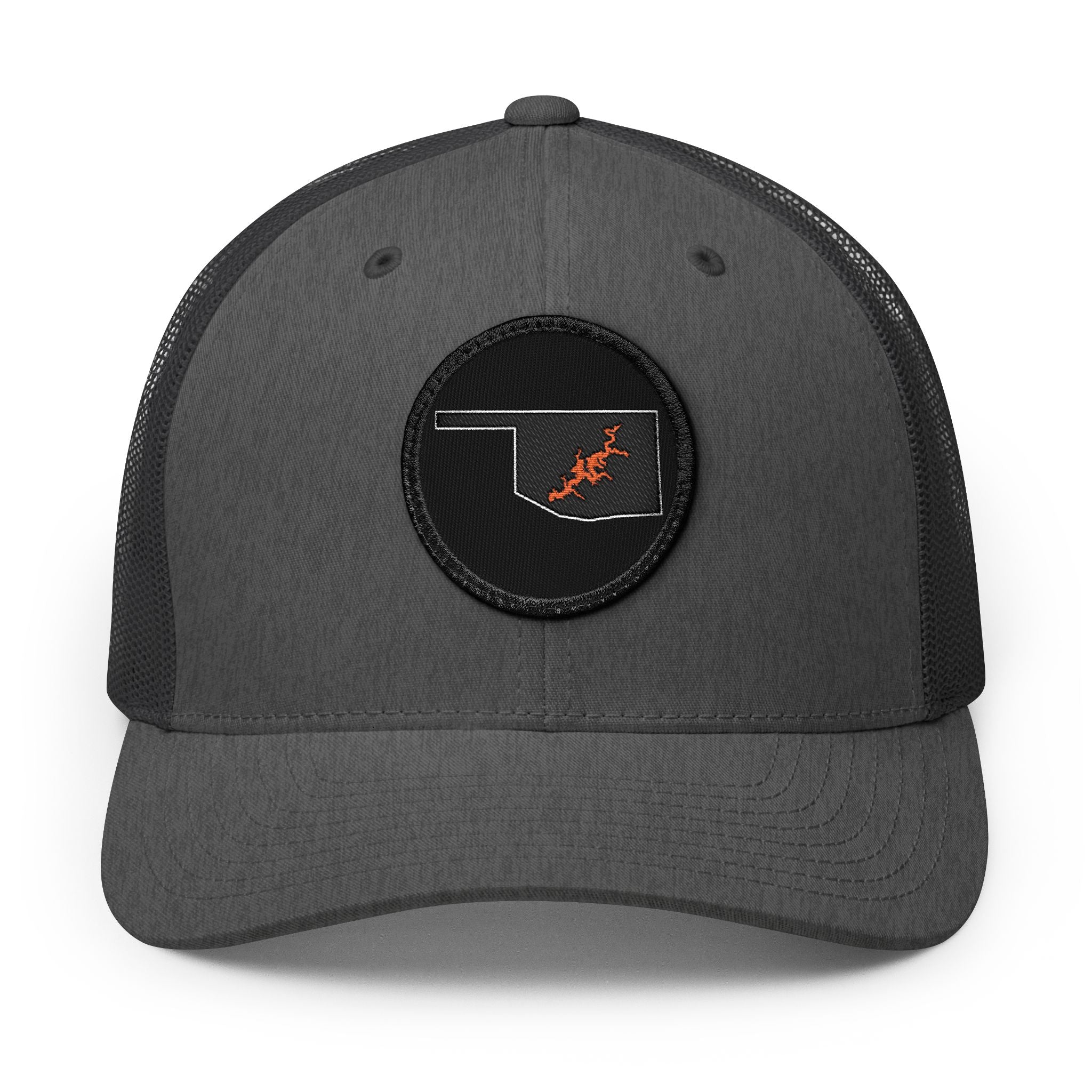 Grand Lake Embroidered Patch Trucker Cap - Orange and Black