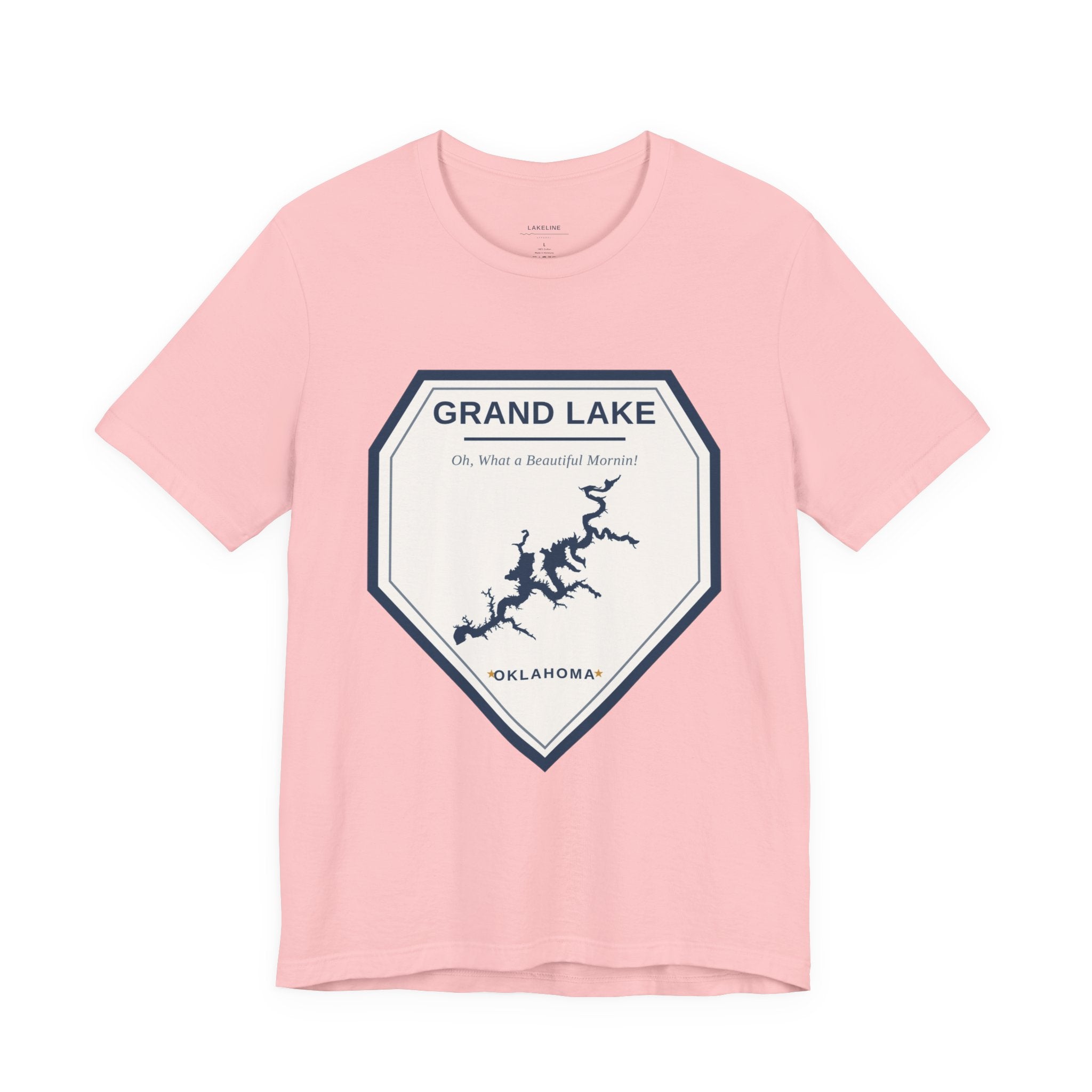 Grand Lake Oklahoma Tee — “Oh, What a Beautiful Morning!” Lake Map T-Shirt