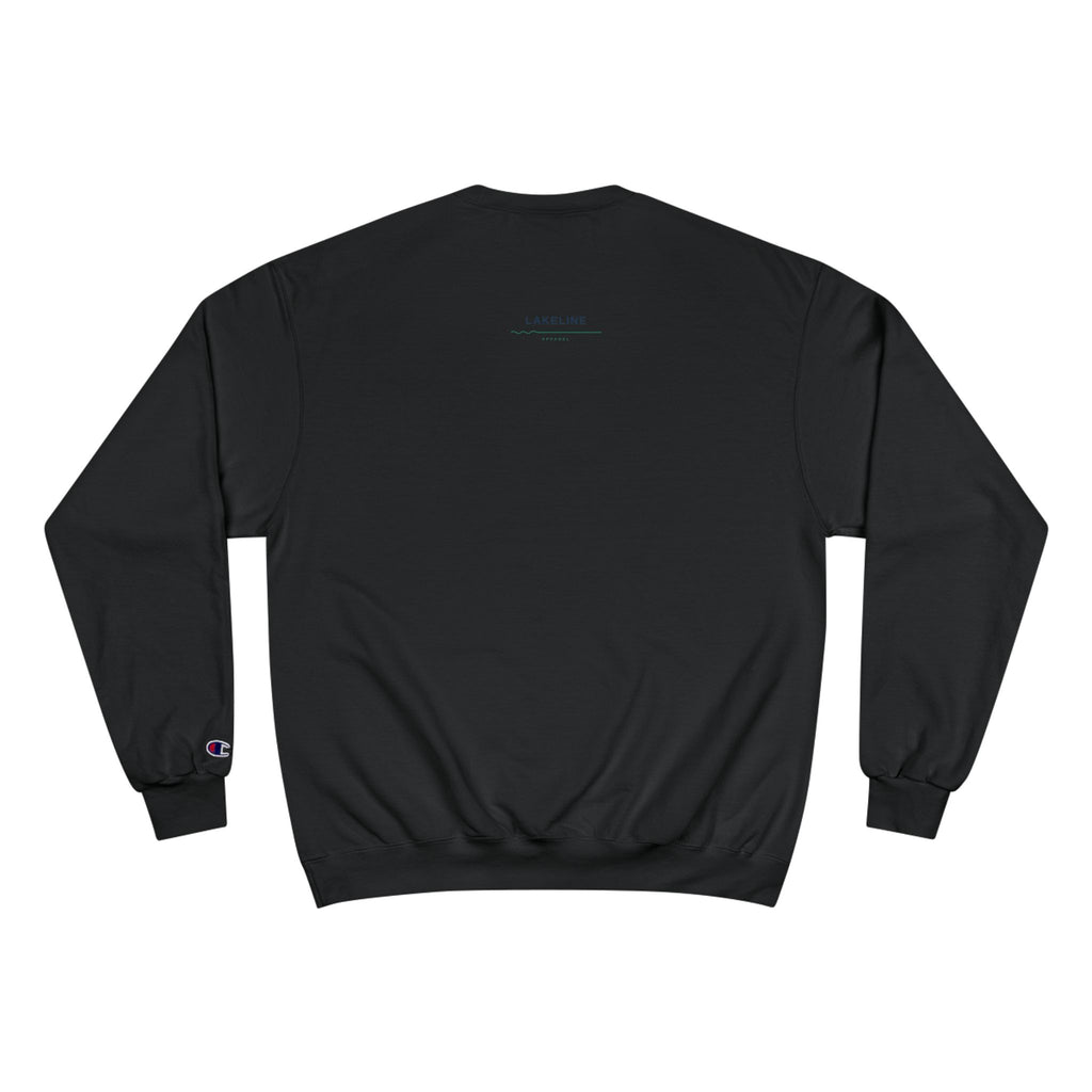 Lake Travis Crewneck Sweatshirt — Retro Pontoon Boat Design (Devil's Cove, Texas)