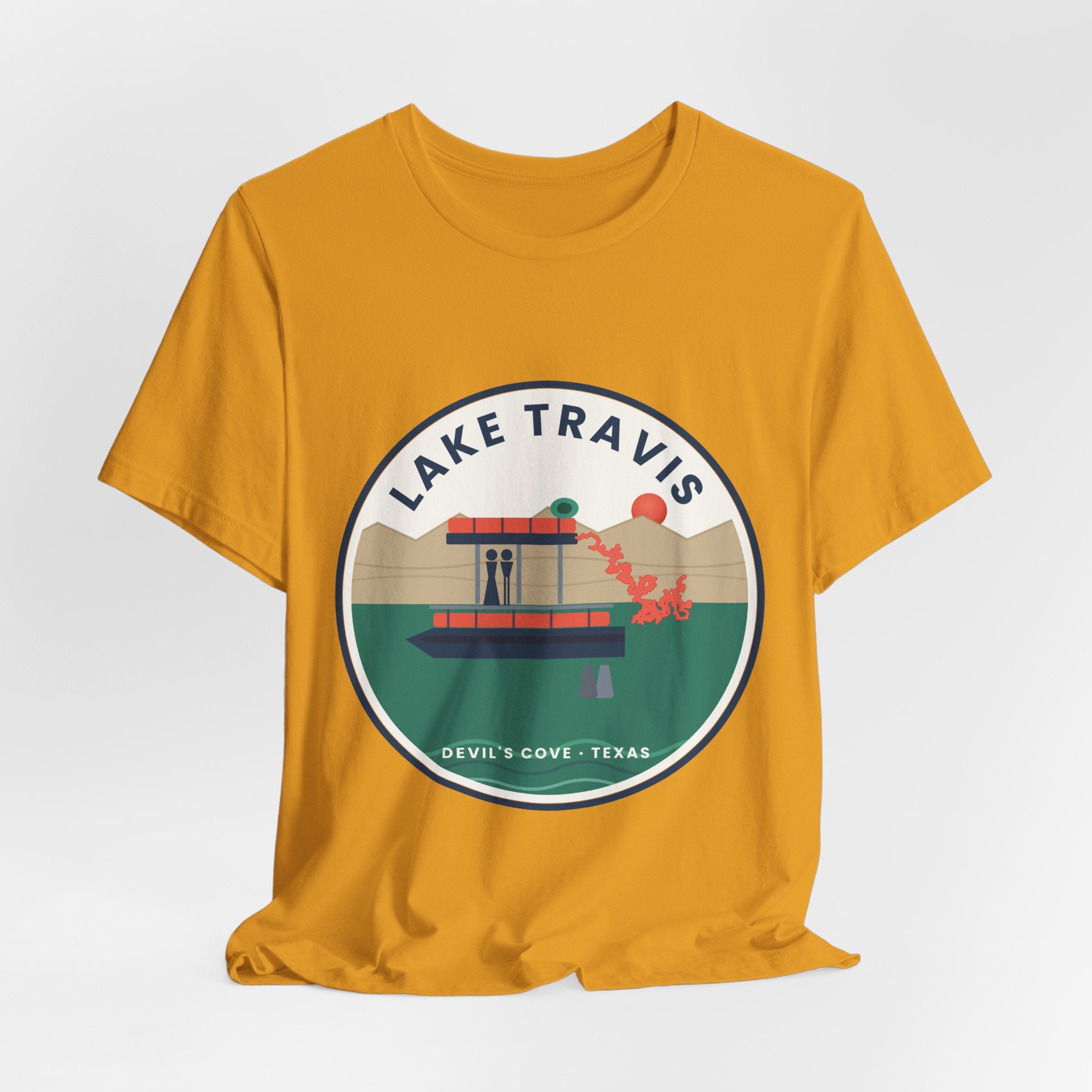 Lake Travis Tee — Devil’s Cove Texas Boat Graphic Shirt