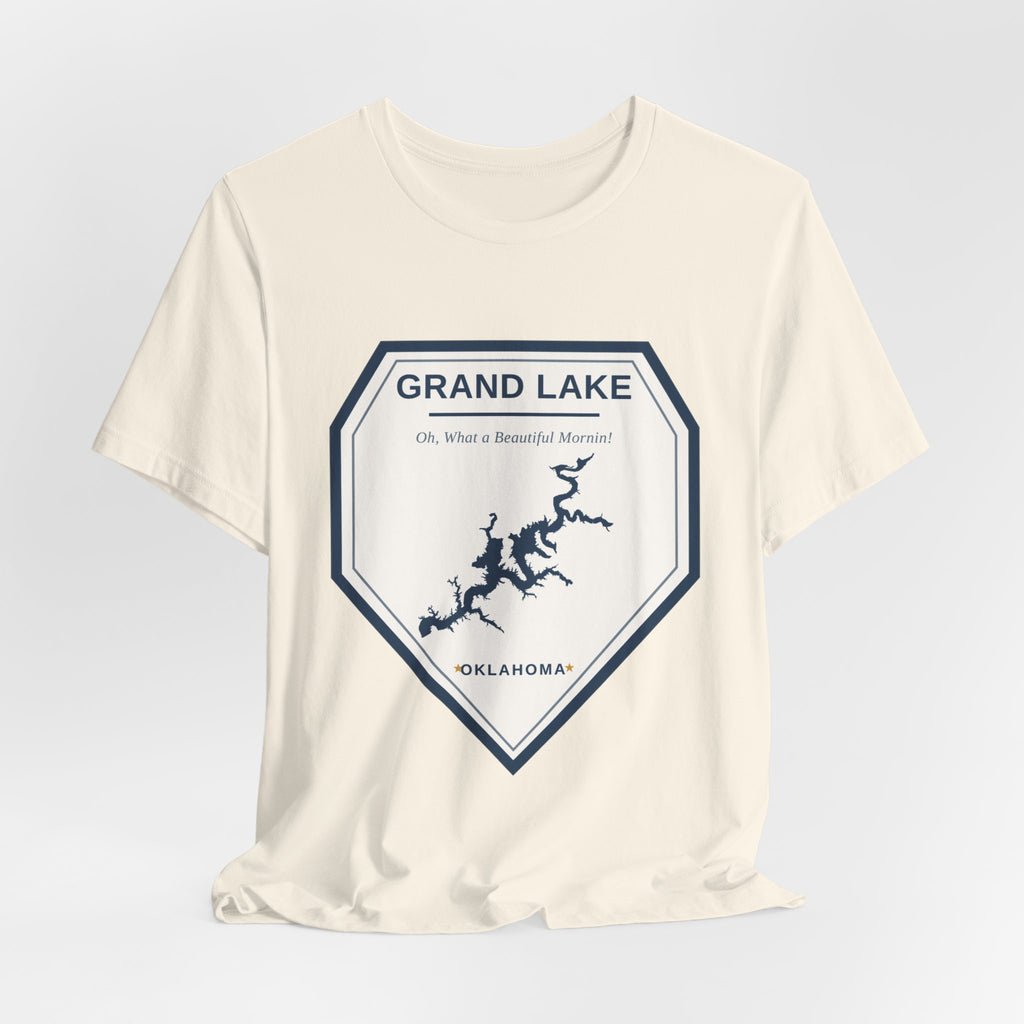Grand Lake Oklahoma Tee — “Oh, What a Beautiful Morning!” Lake Map T-Shirt