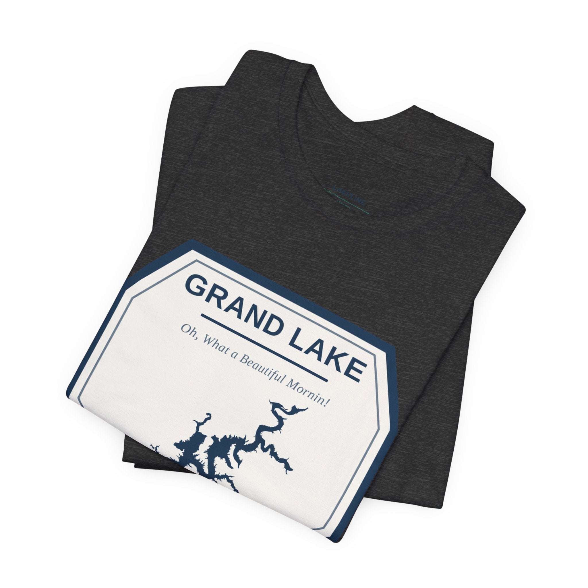 Grand Lake Oklahoma Tee — “Oh, What a Beautiful Morning!” Lake Map T-Shirt