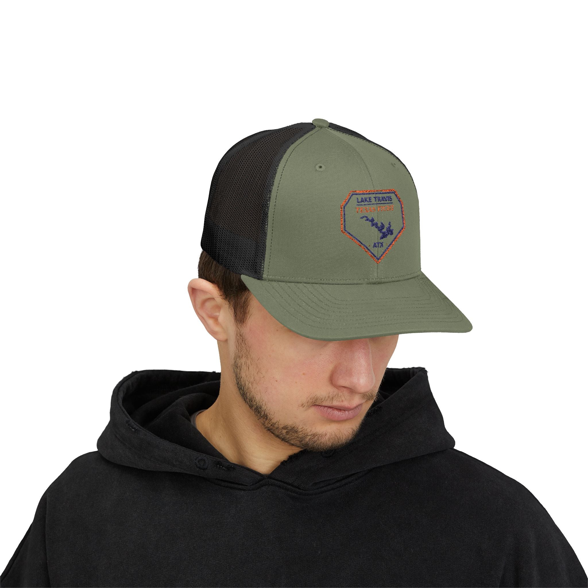 Lake Travis Texas Fight ATX Embroidered Trucker Cap