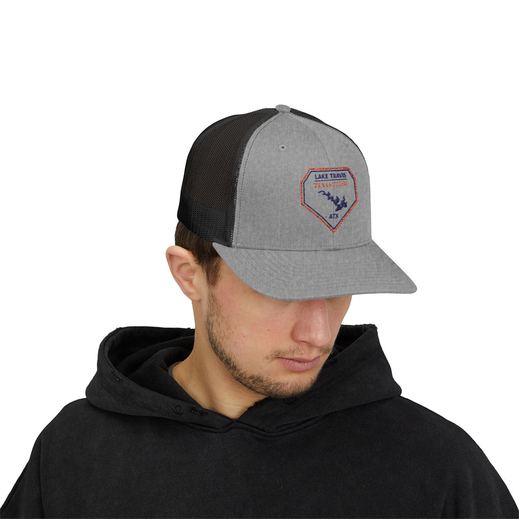 Lake Travis Texas Fight ATX Embroidered Trucker Cap