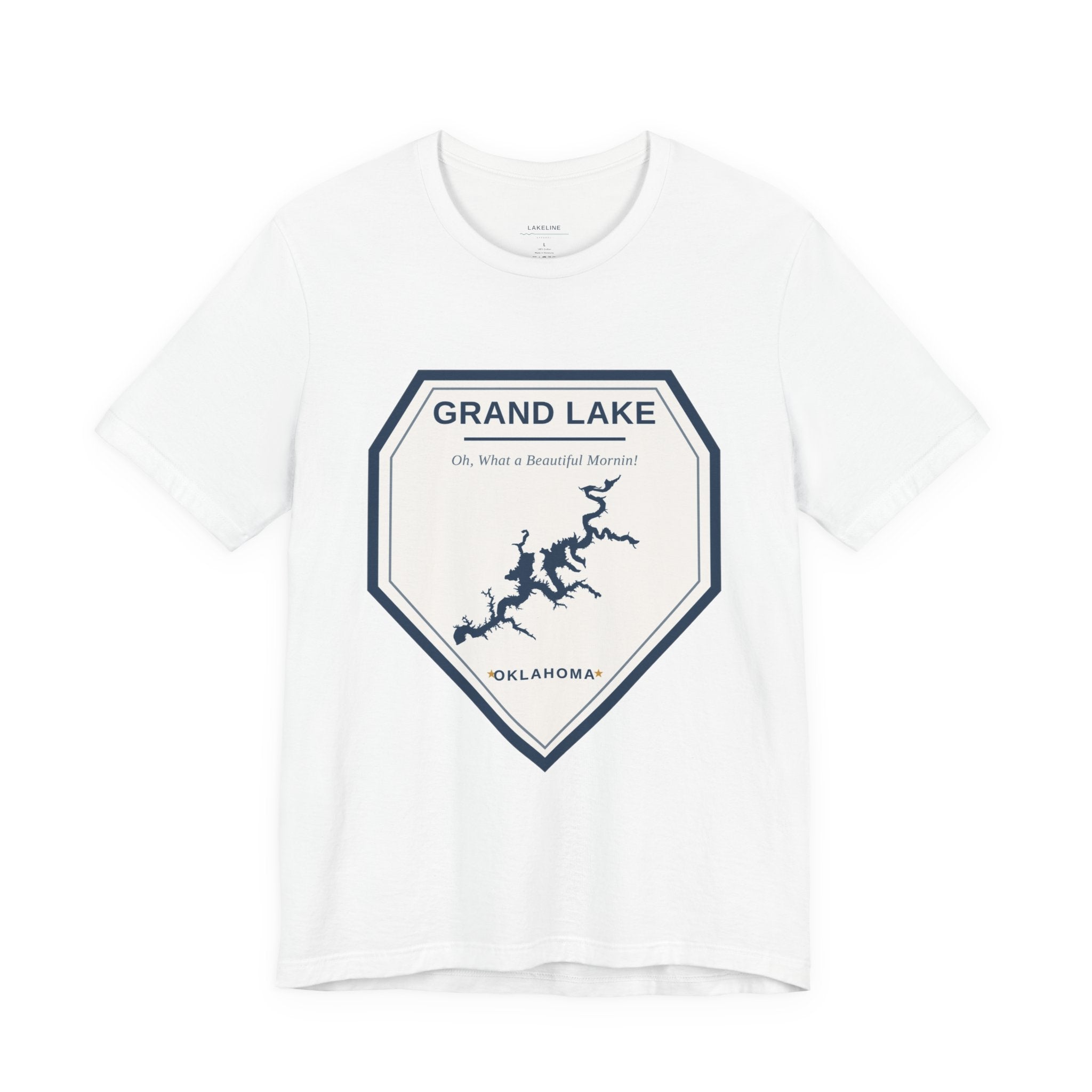 Grand Lake Oklahoma Tee — “Oh, What a Beautiful Morning!” Lake Map T-Shirt