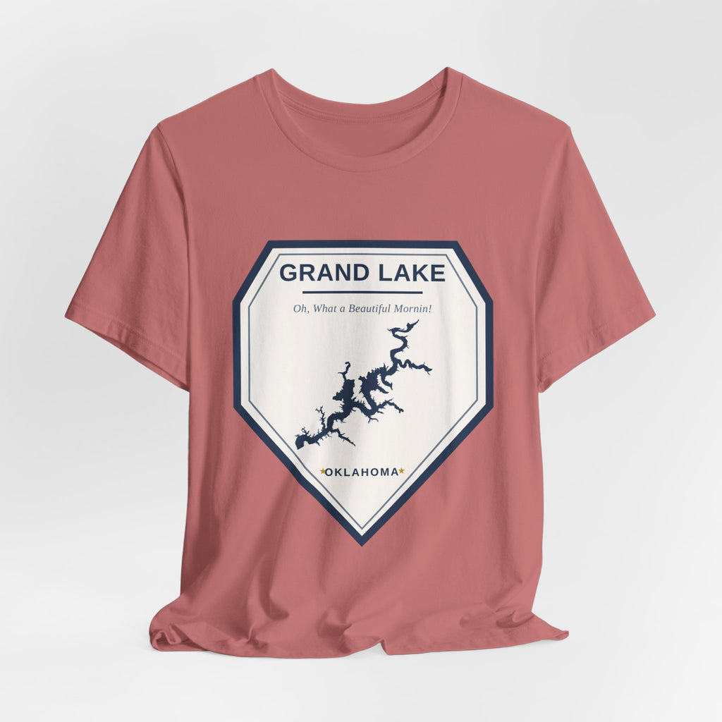 Grand Lake Oklahoma Tee — “Oh, What a Beautiful Morning!” Lake Map T-Shirt