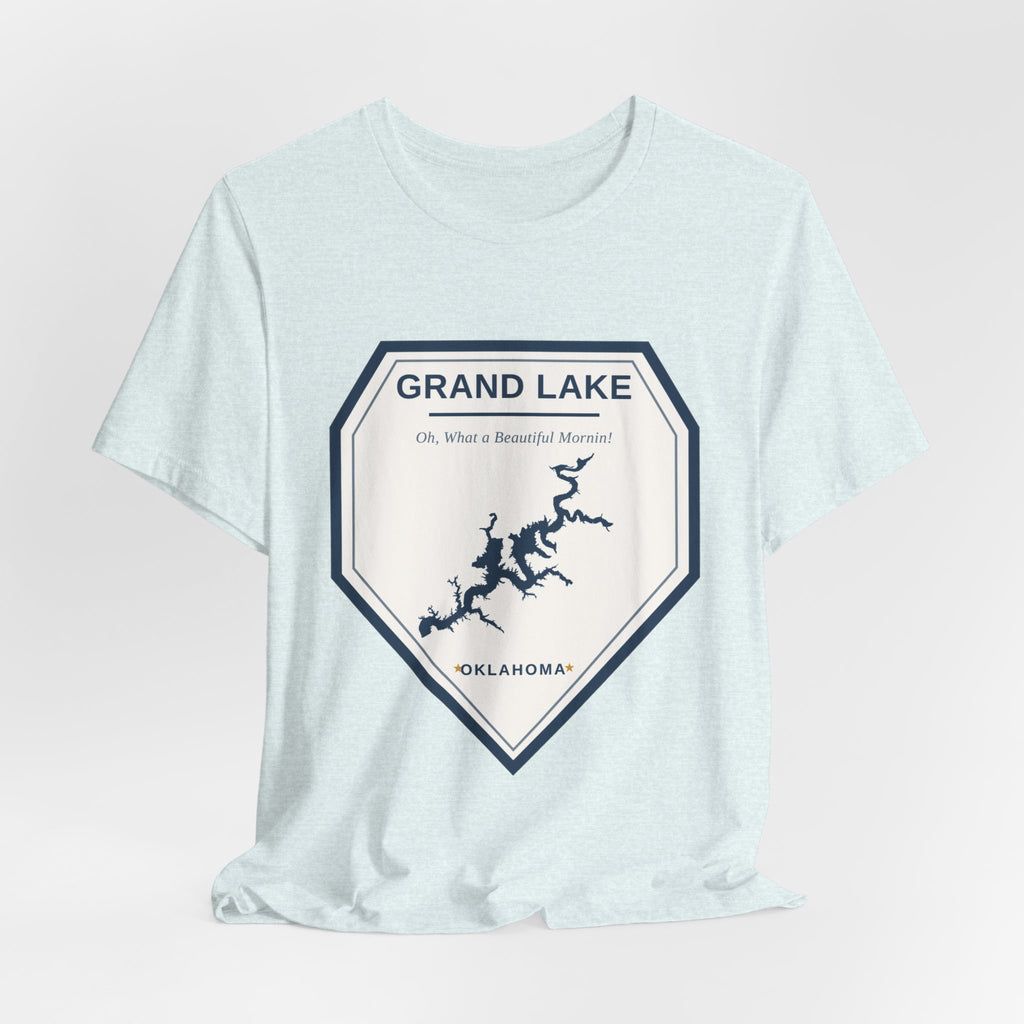 Grand Lake Oklahoma Tee — “Oh, What a Beautiful Morning!” Lake Map T-Shirt