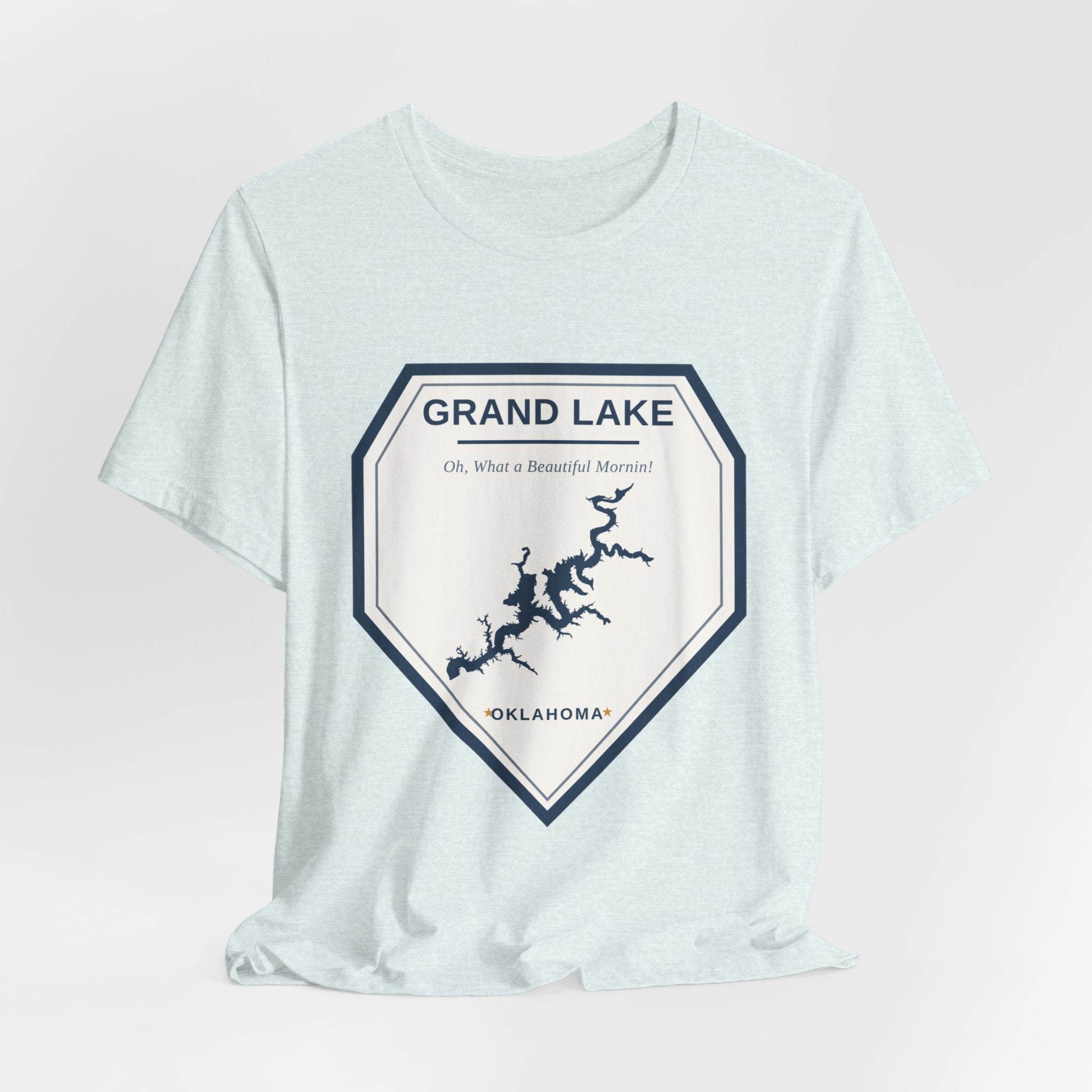 Grand Lake Oklahoma Tee — “Oh, What a Beautiful Morning!” Lake Map T-Shirt