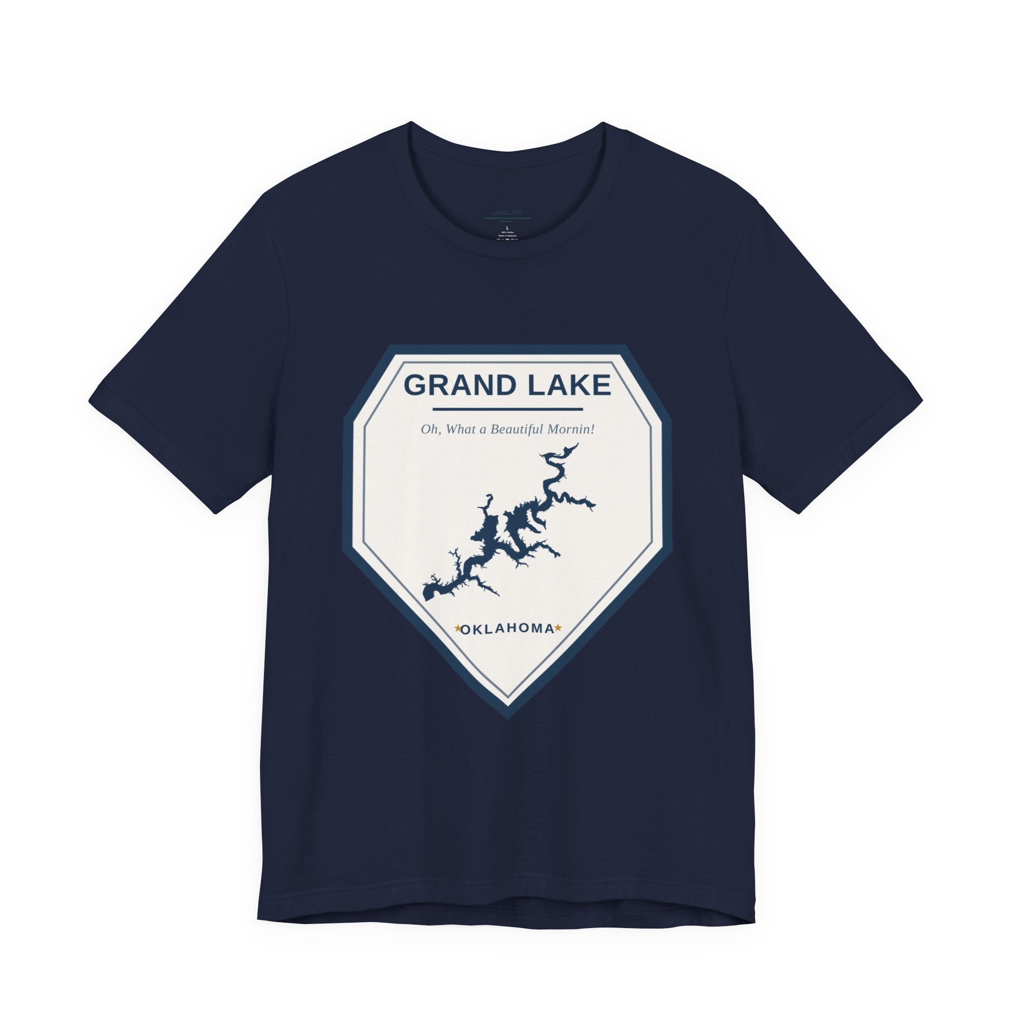 Grand Lake Oklahoma Tee — “Oh, What a Beautiful Morning!” Lake Map T-Shirt