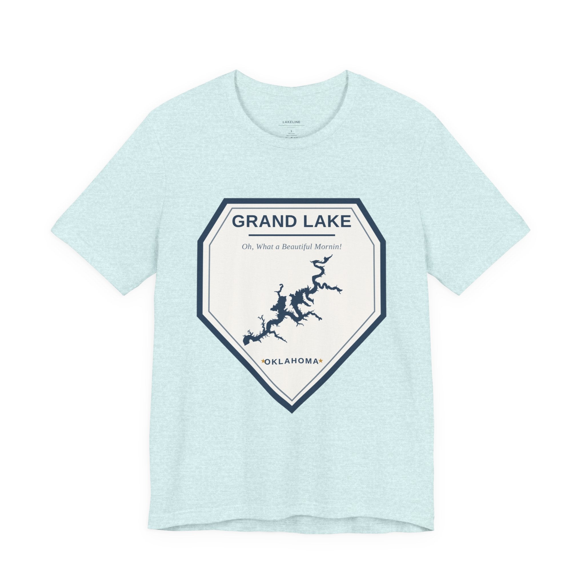 Grand Lake Oklahoma Tee — “Oh, What a Beautiful Morning!” Lake Map T-Shirt