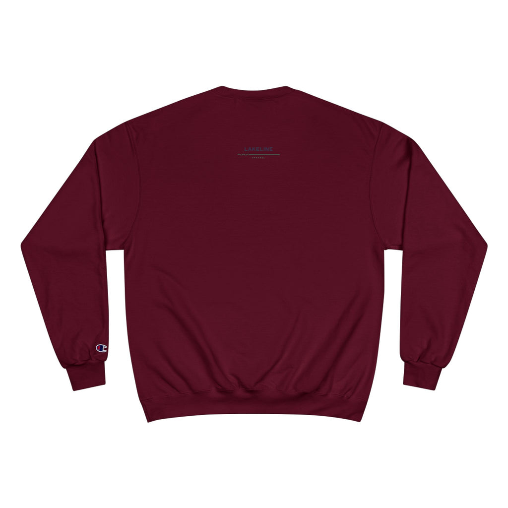 Lake Travis Crewneck Sweatshirt — Retro Pontoon Boat Design (Devil's Cove, Texas)