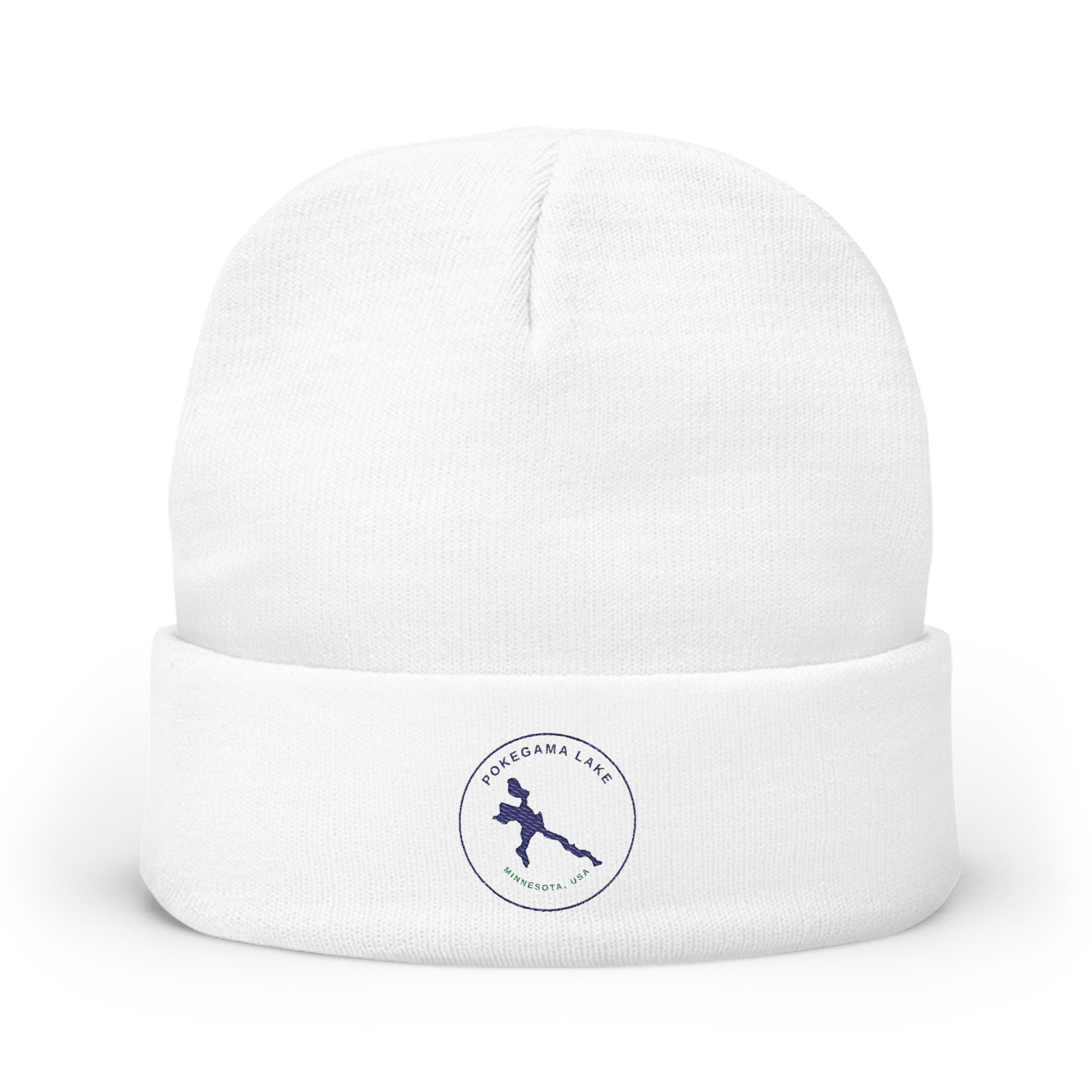 Pokegama Lake - Embroidered Runner Logo Knit Beanie (Dark Logo, for Light Colors)