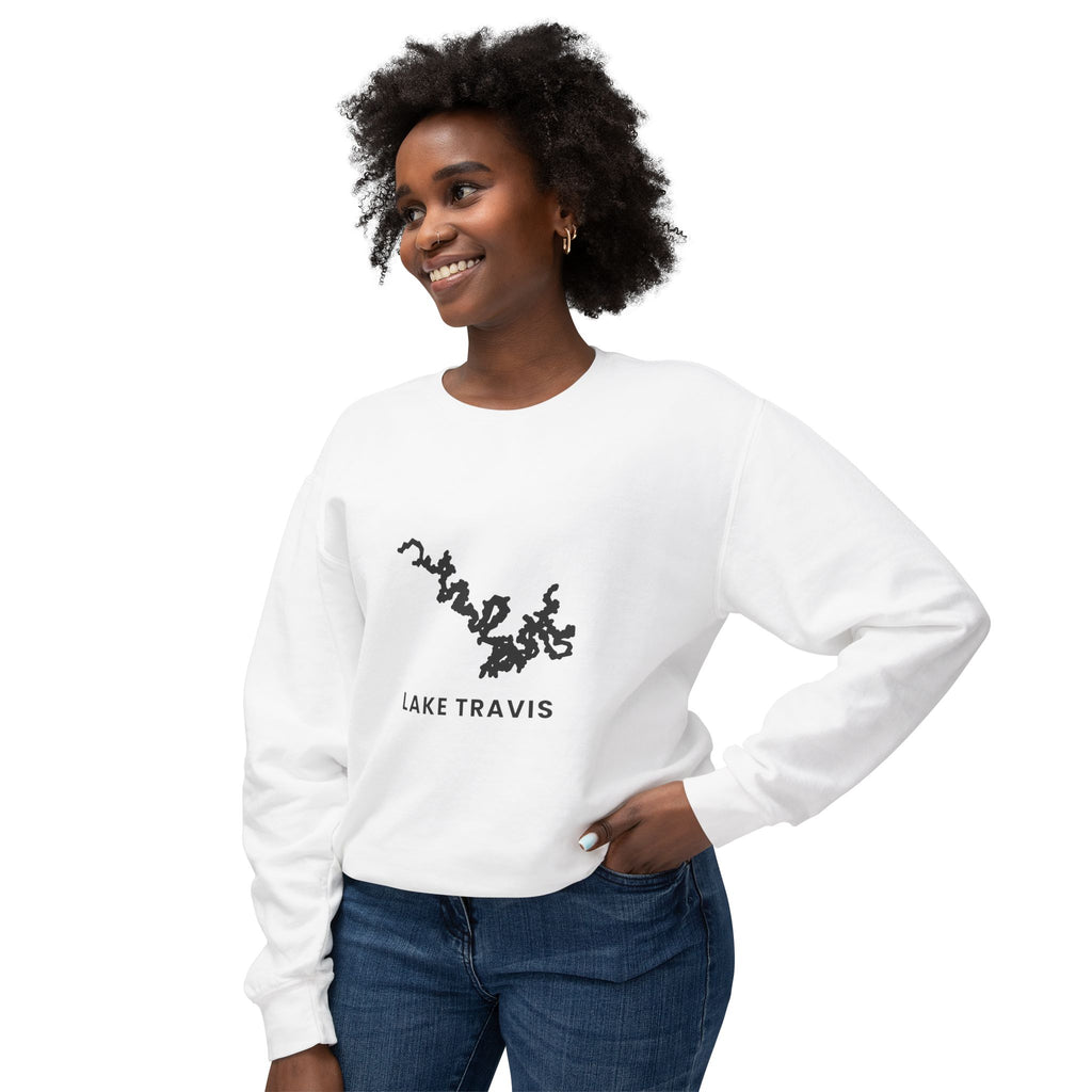 Lake Travis Crewneck Sweatshirt — Minimal Map Design