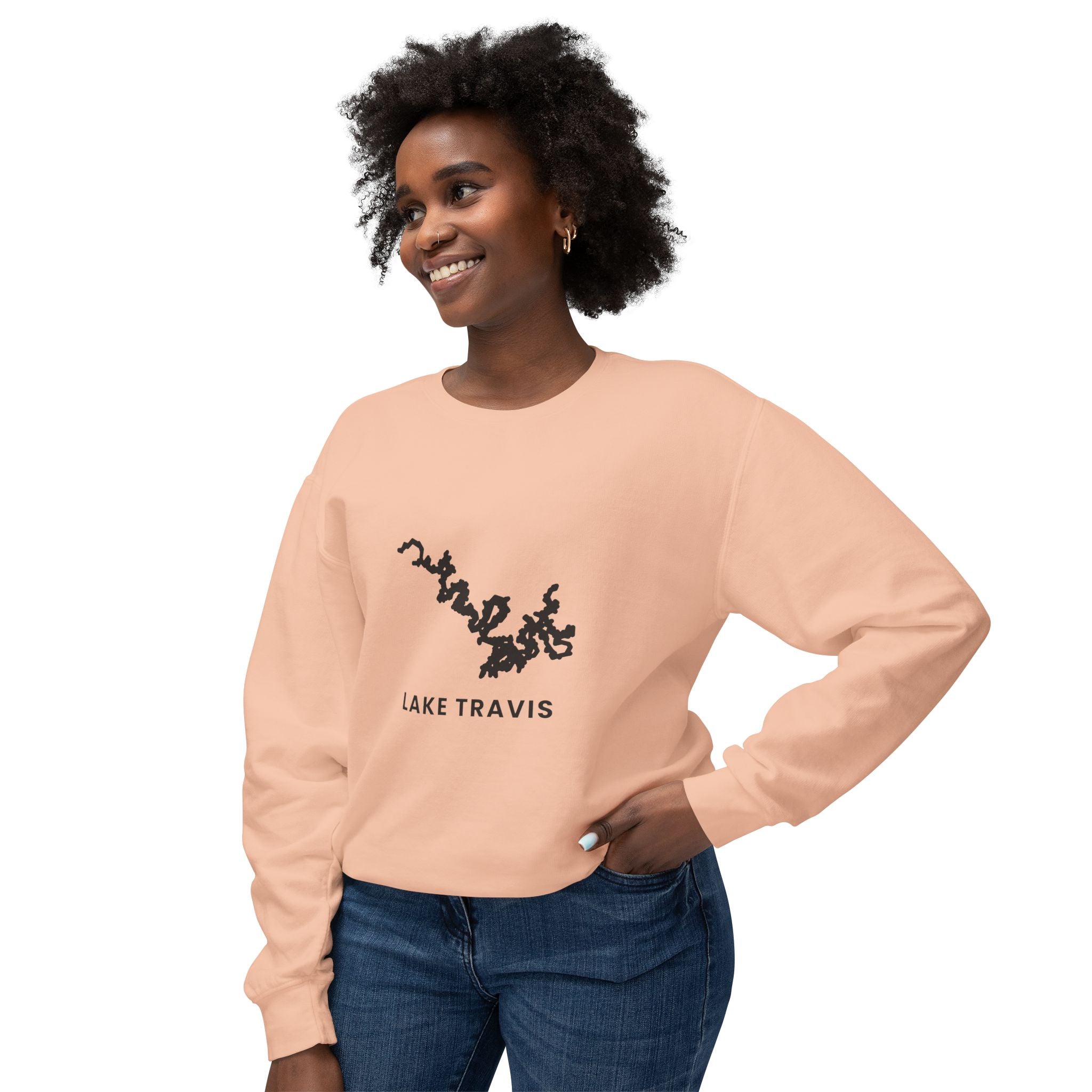 Lake Travis Crewneck Sweatshirt — Minimal Map Design