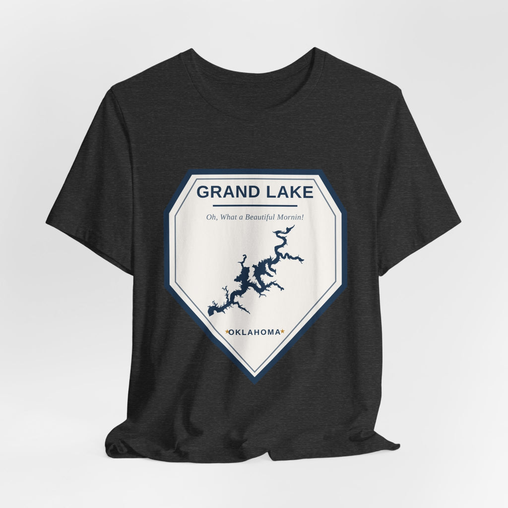 Grand Lake Oklahoma Tee — “Oh, What a Beautiful Morning!” Lake Map T-Shirt