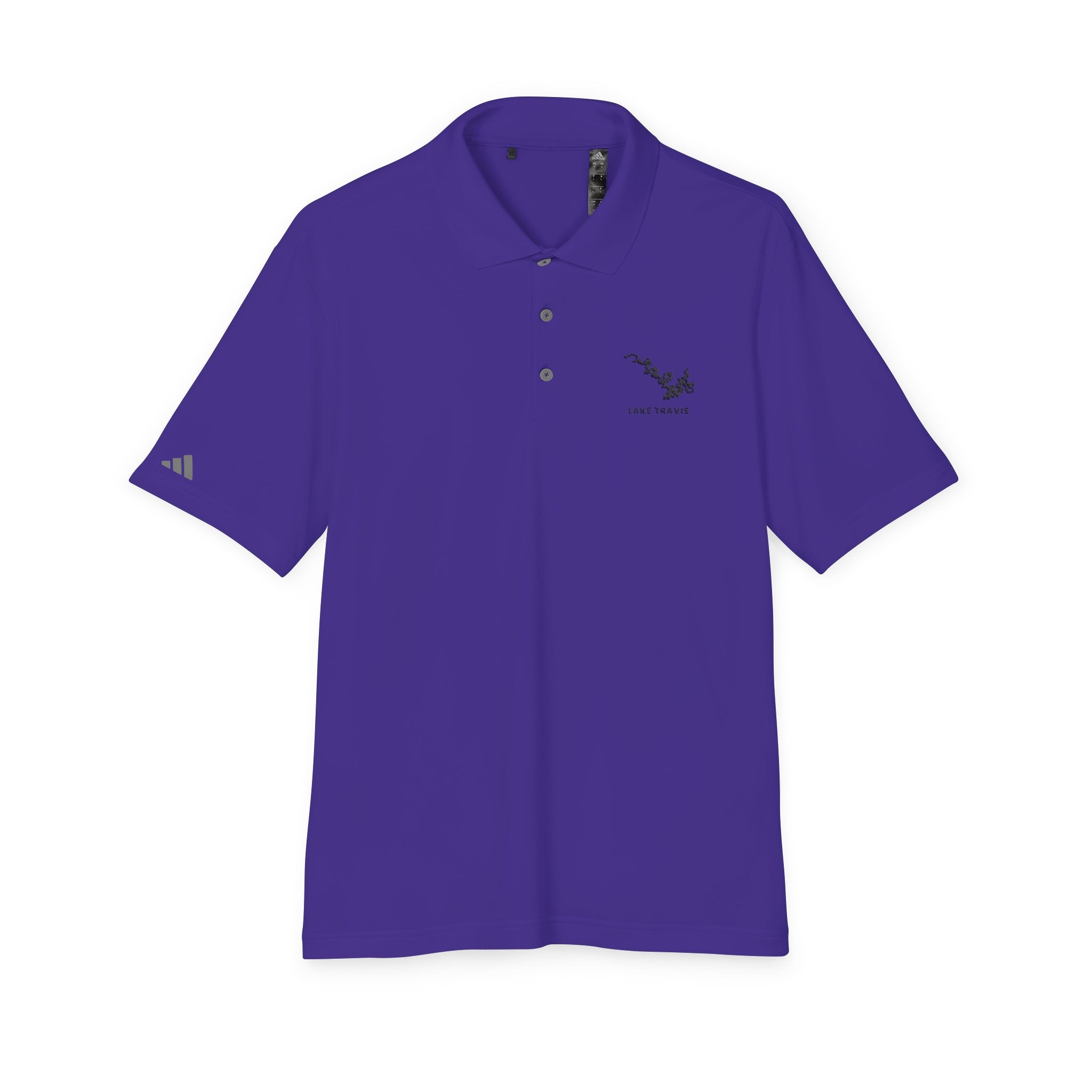 Lake Travis - White Performance Polo — Minimalist Botanical Chest Logo